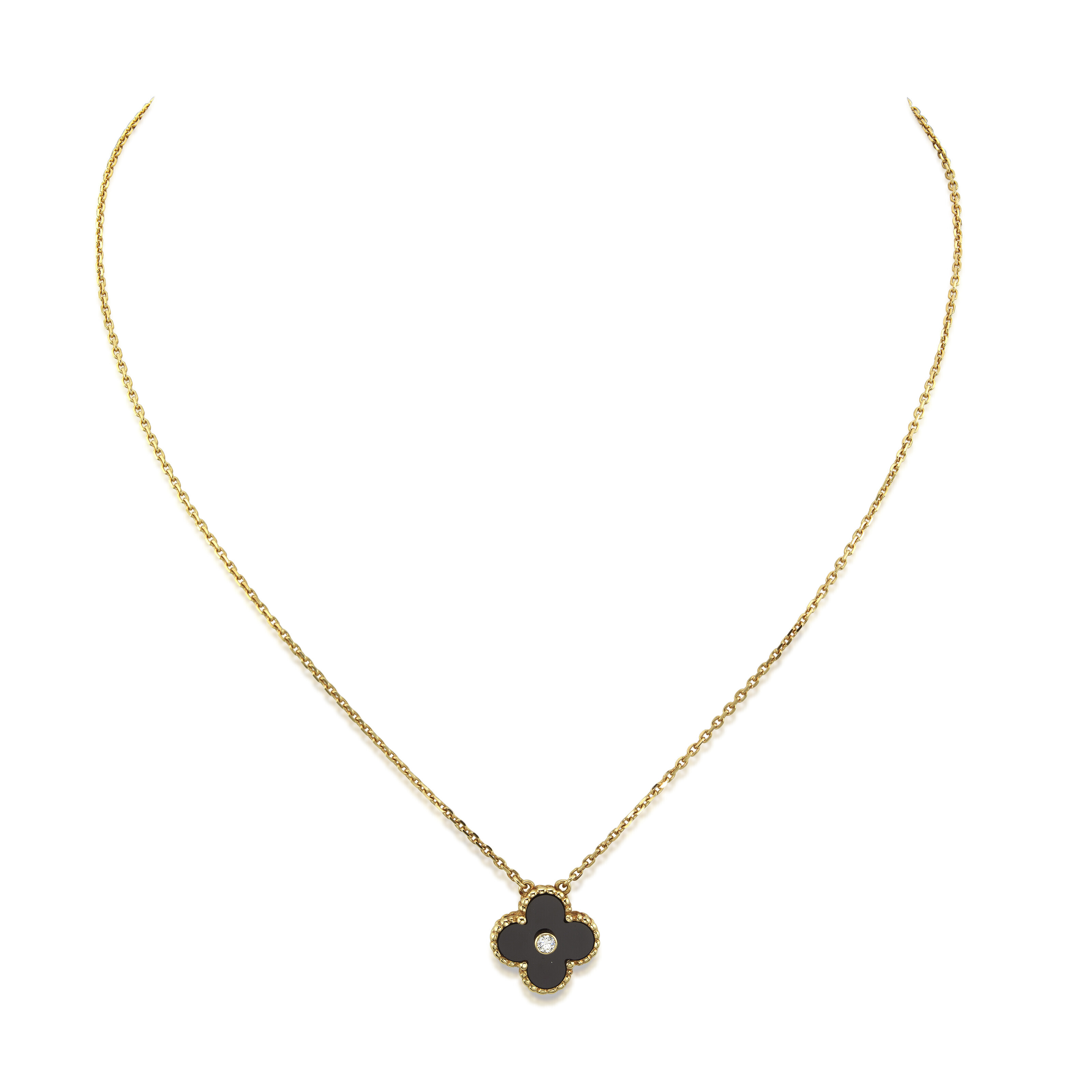 NO RESERVE - VAN CLEEF & ARPELS 'ALHAMBRA' ONYX EARRINGS AND SPECIAL  EDITION ONYX AND DIAMOND NECKLACE, | Christie's