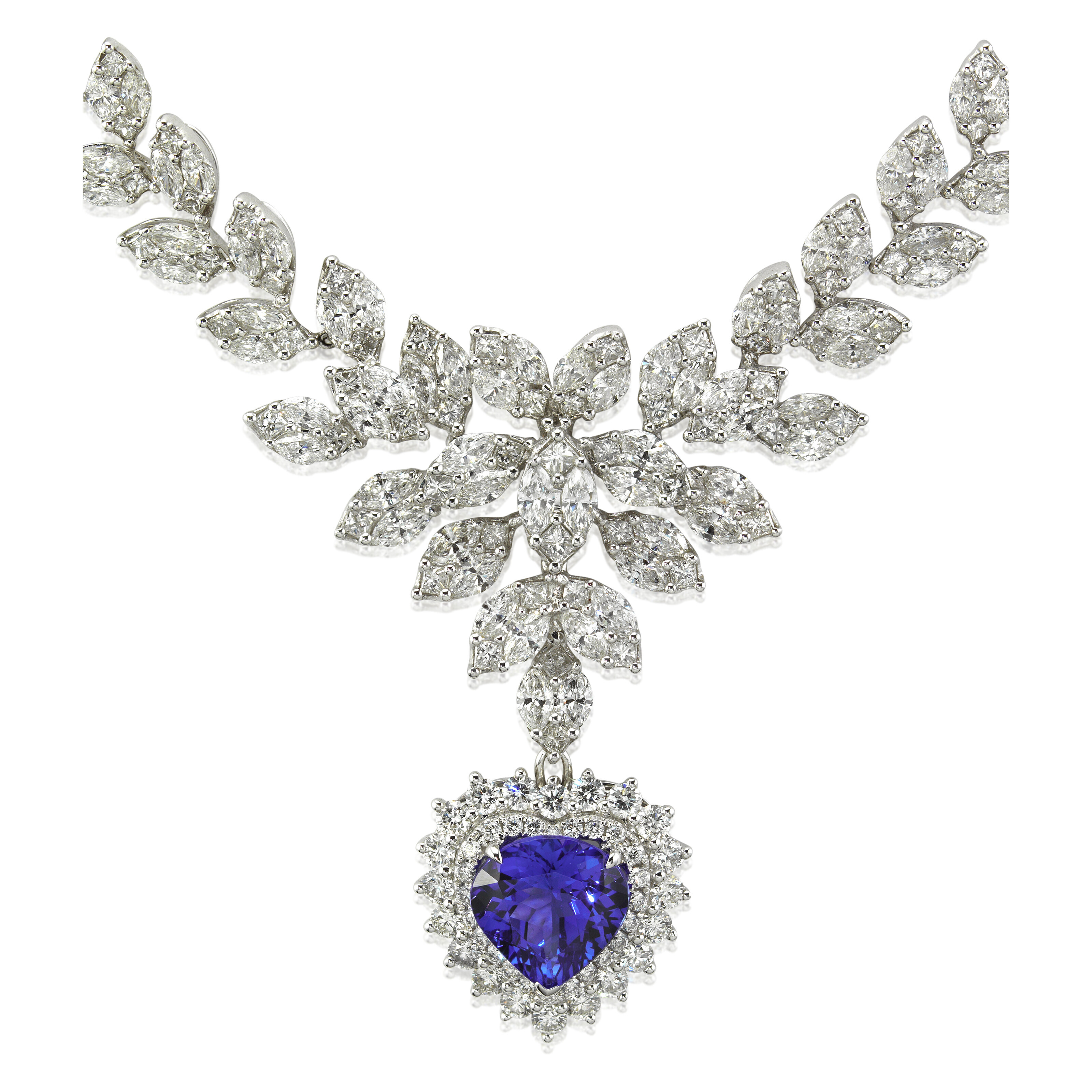Tanzanite & Diamond Eye of the Sun Pendant Necklace