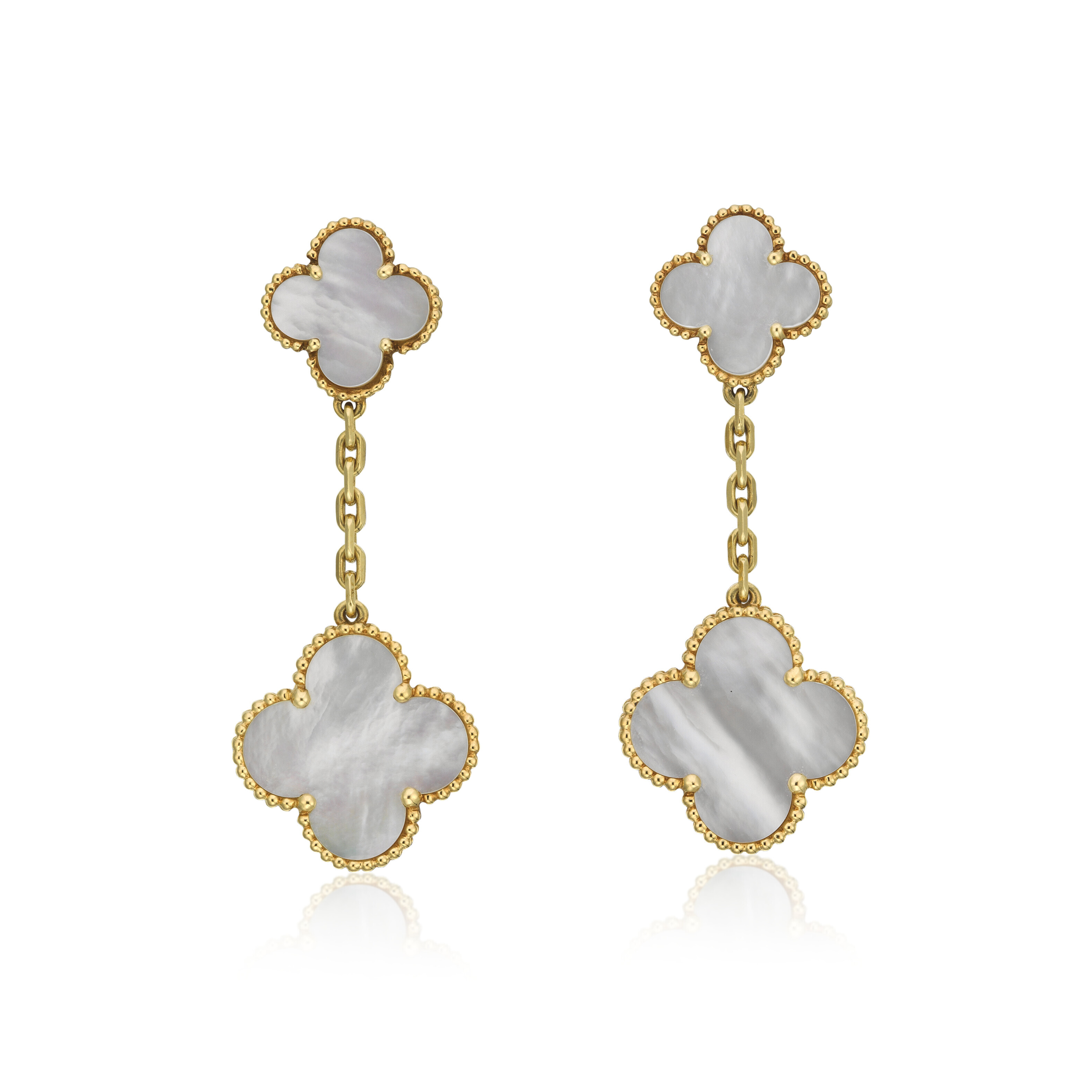 VAN CLEEF & ARPELS MOTHER-OF-PEARL 'MAGIC ALHAMBRA' EARRINGS