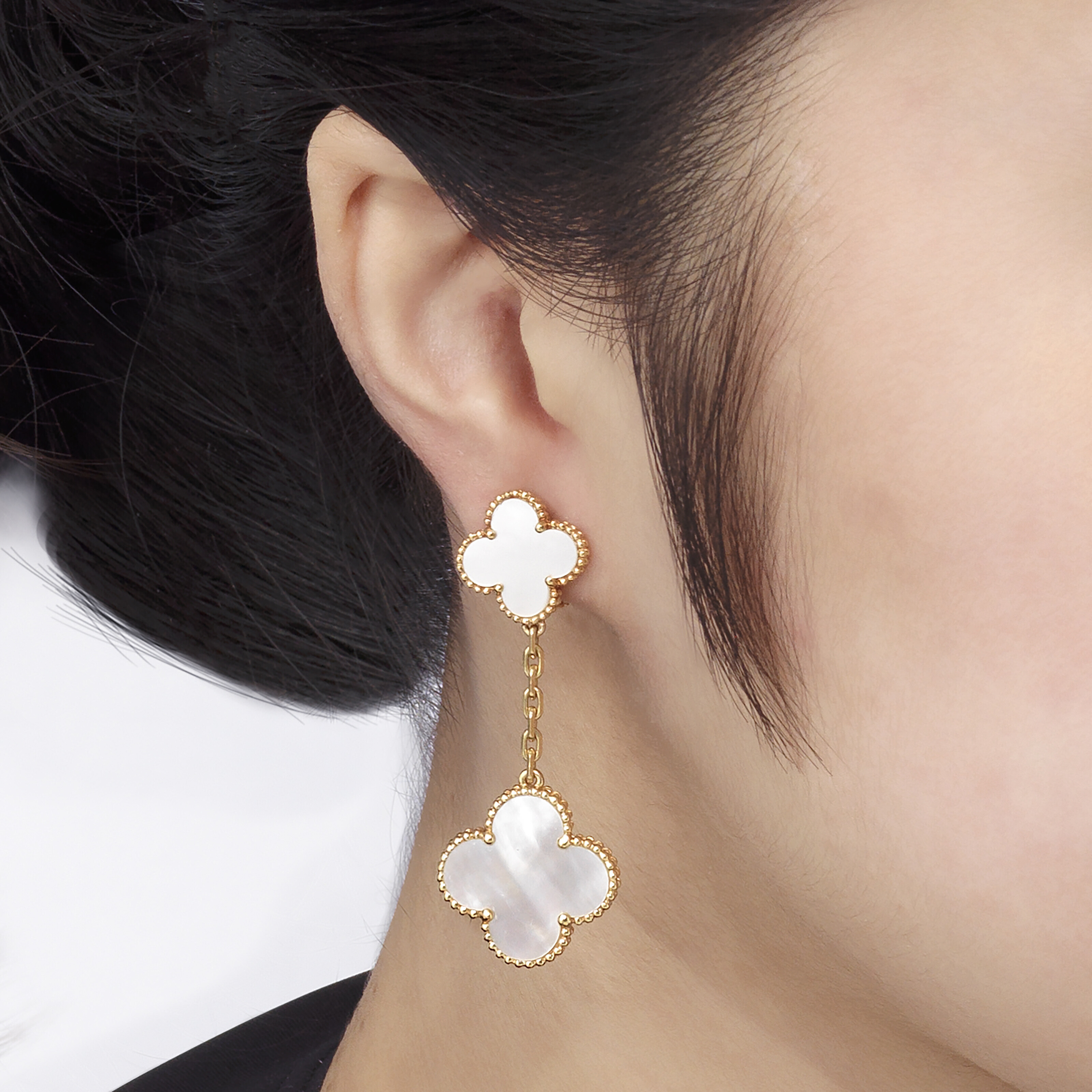 VAN CLEEF ARPELS MOTHER OF PEARL MAGIC ALHAMBRA EARRINGS Christie s