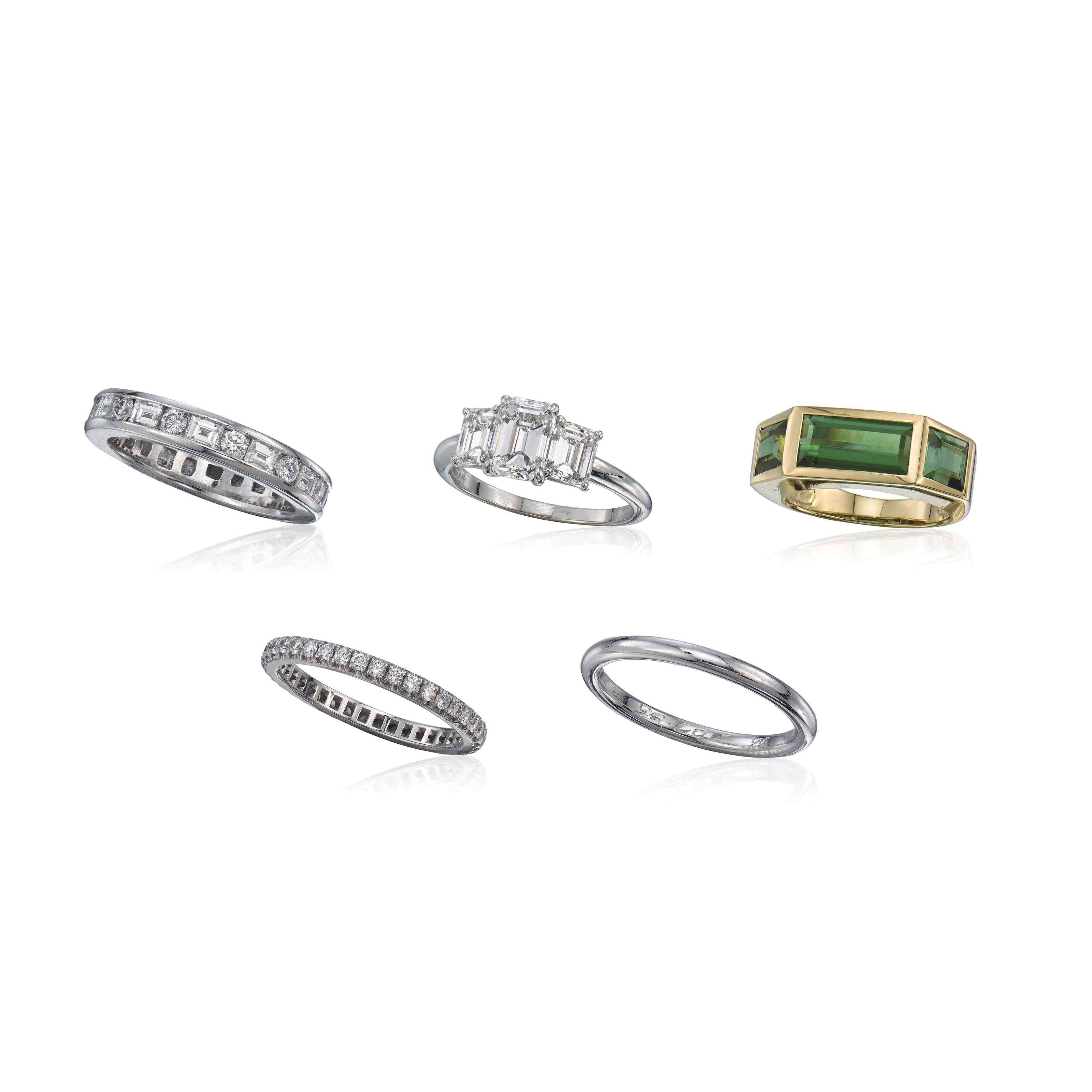 Catalog image of GROUP OF TIFFANY & CO. PLATINUM, DIAMOND AND TOURMALINE RINGS
