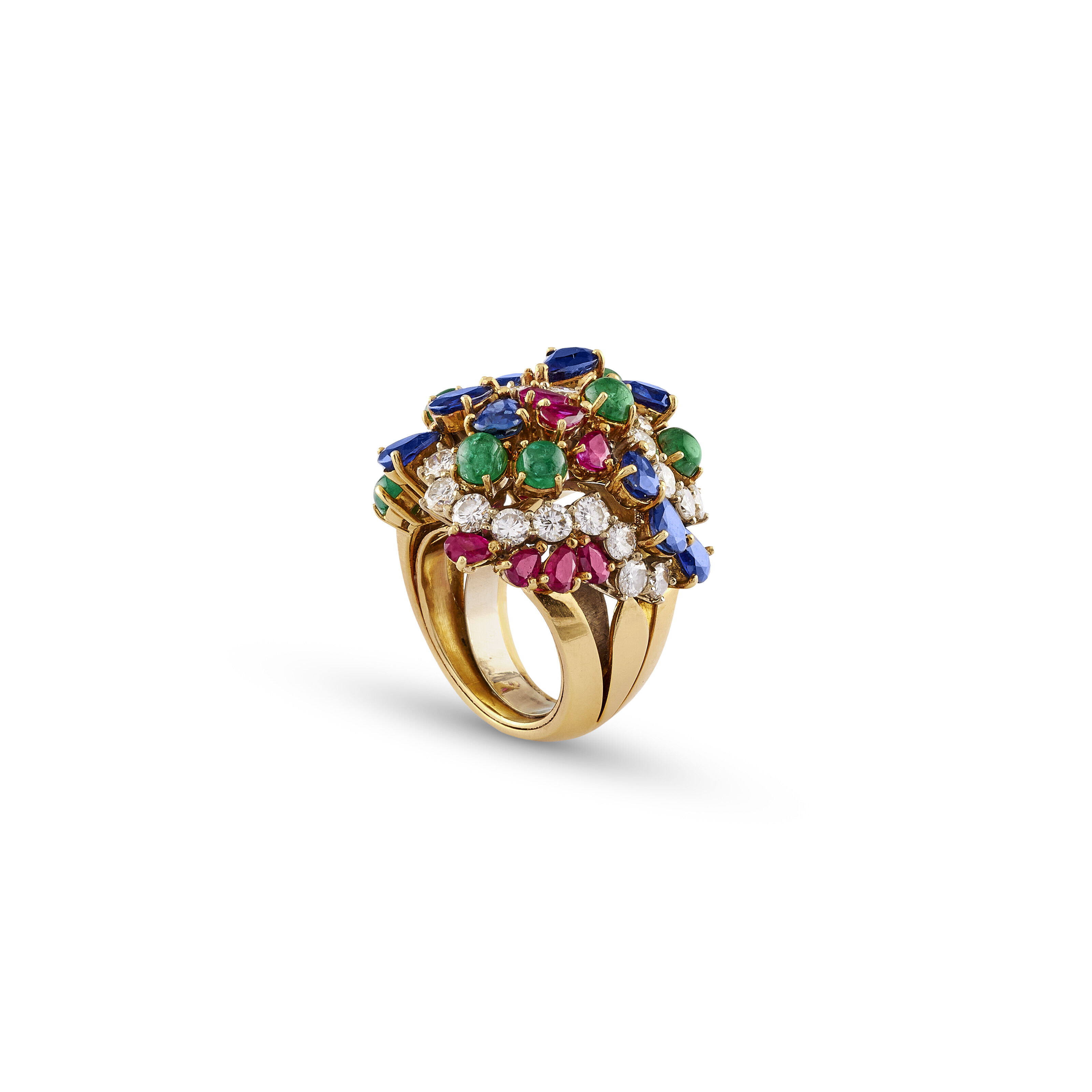 ANELLO DA COCKTAIL CON DIAMANTI E PIETRE COLORATE Christie s