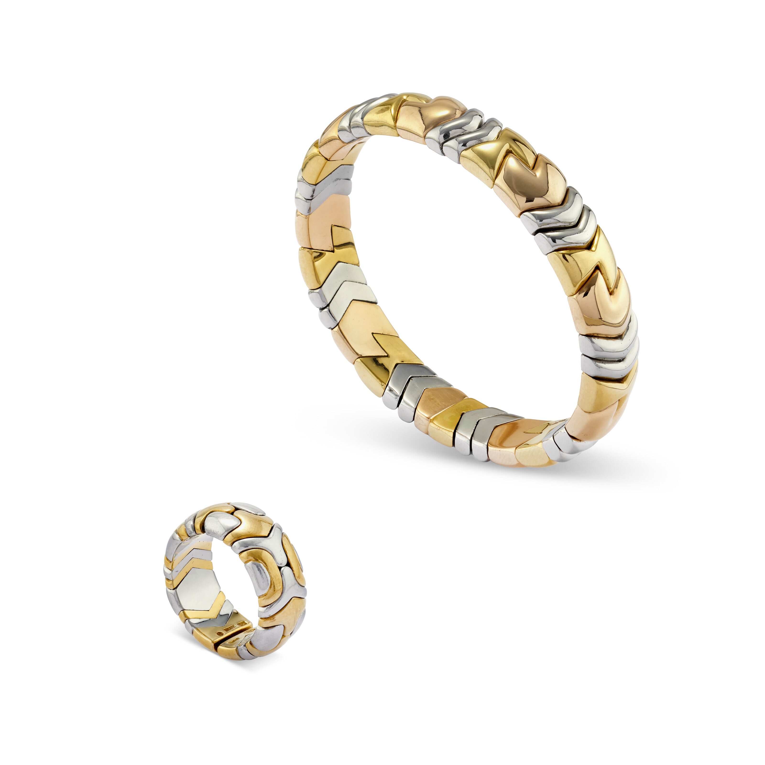 Bulgari set of gold and steel jewellery, 1989. Sold for &euro;5,670 on&nbsp;27 October 2022 at Christie&rsquo;s Online