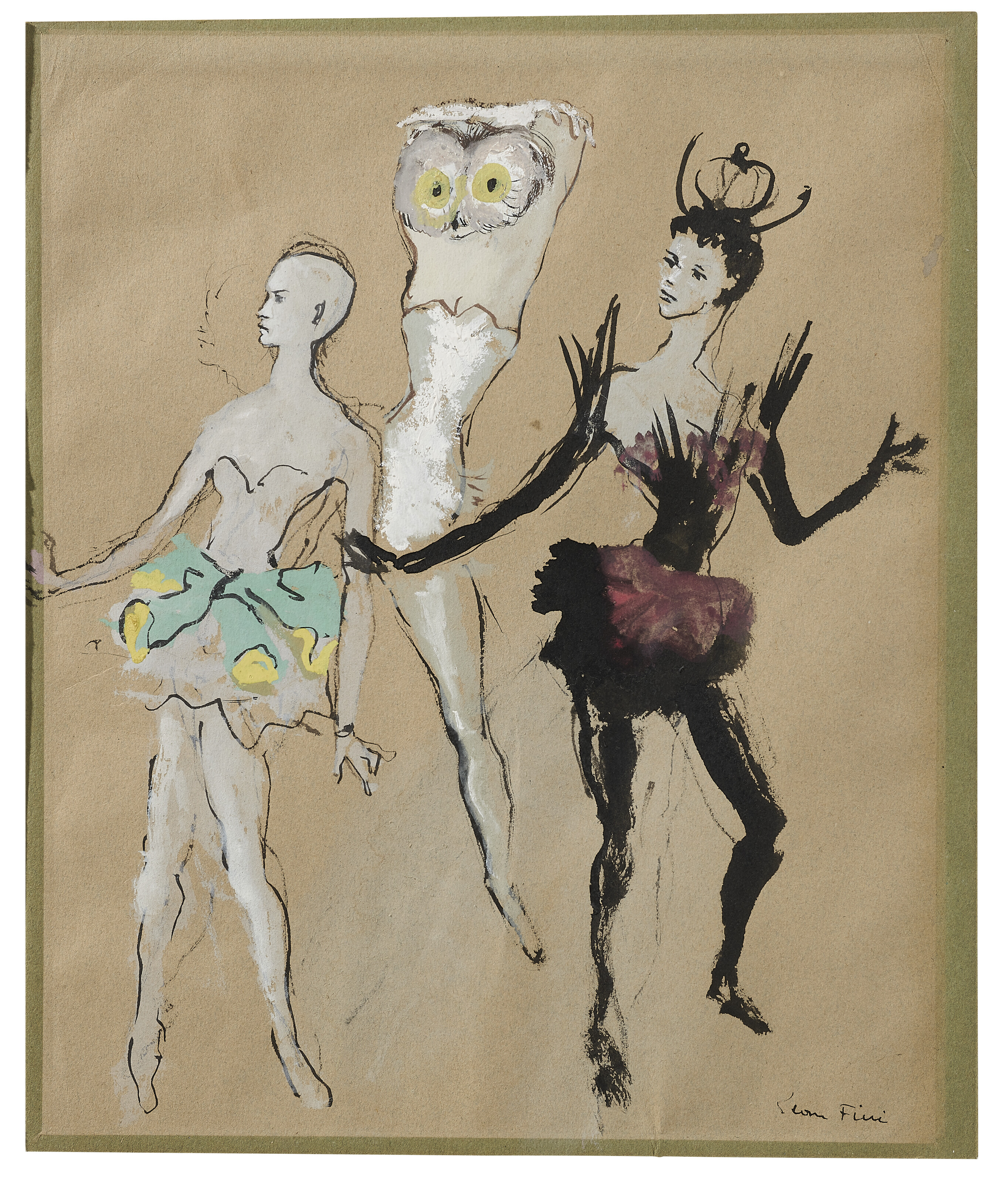 Leonor Fini (1907-1996), Le bal (The Dance), circa 1948. Gouache and ink on paper. 28.4 x 24 cm. Sold for &euro;6,930 on&nbsp;16 June 2022 at Christie&rsquo;s Online