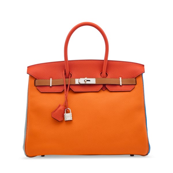 Hermes Birkin 35 Bag Tangerine Ostrich Palladium Hardware Rare