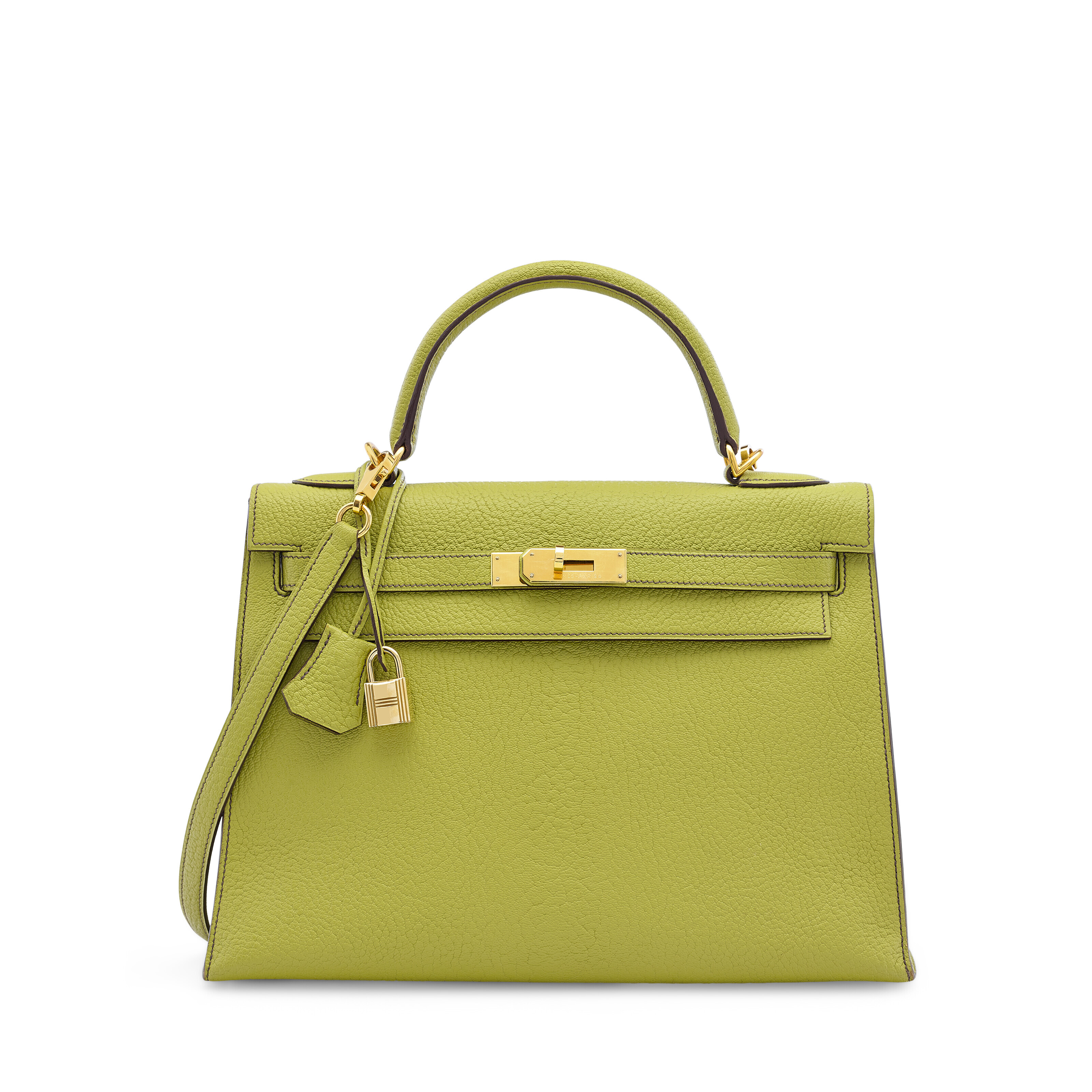 A VERT ANIS CH VRE LEATHER SELLIER KELLY 32 WITH GOLD HARDWARE