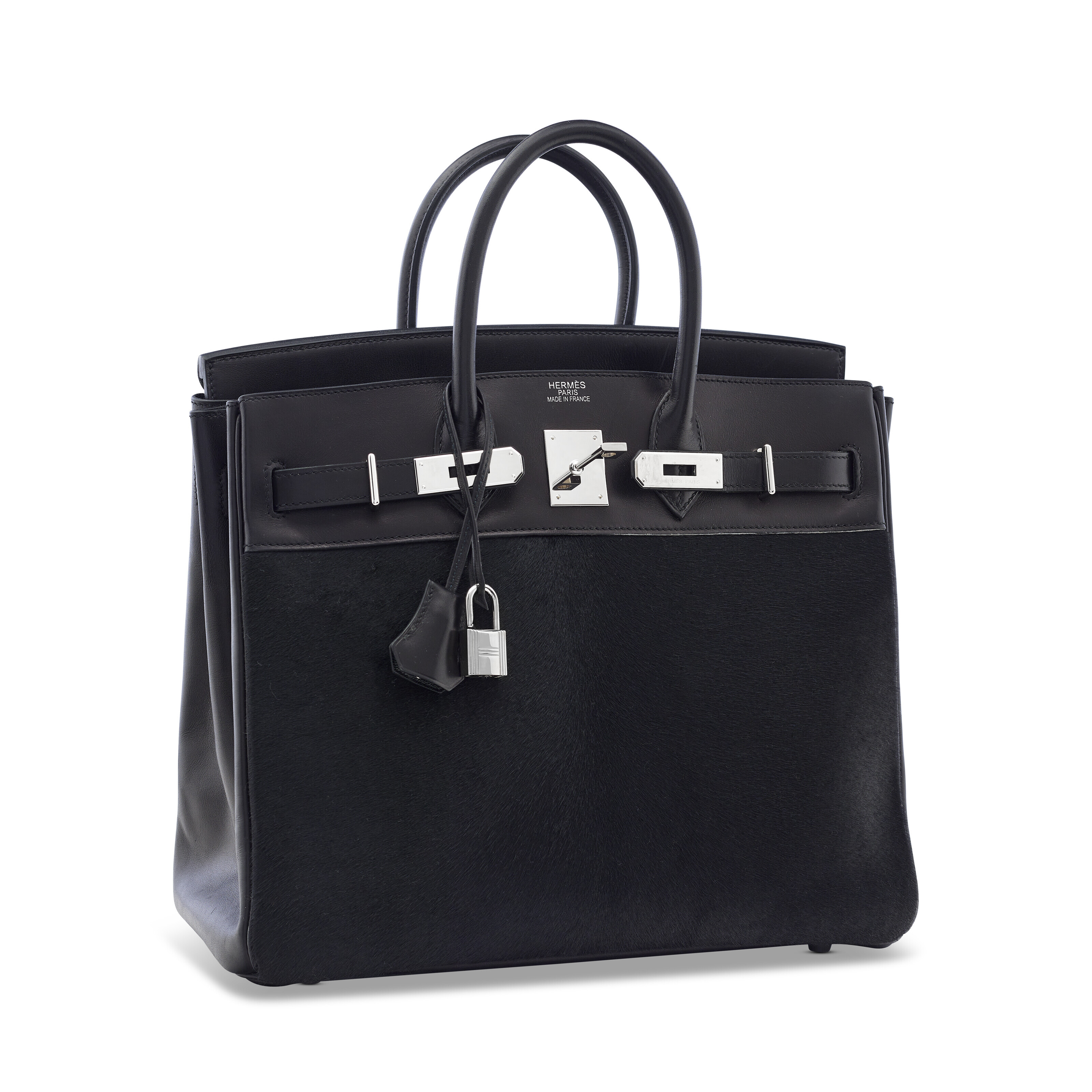 A LIMITED EDITION BLACK SWIFT LEATHER & TROIKA BIRKIN HAC 32 WITH