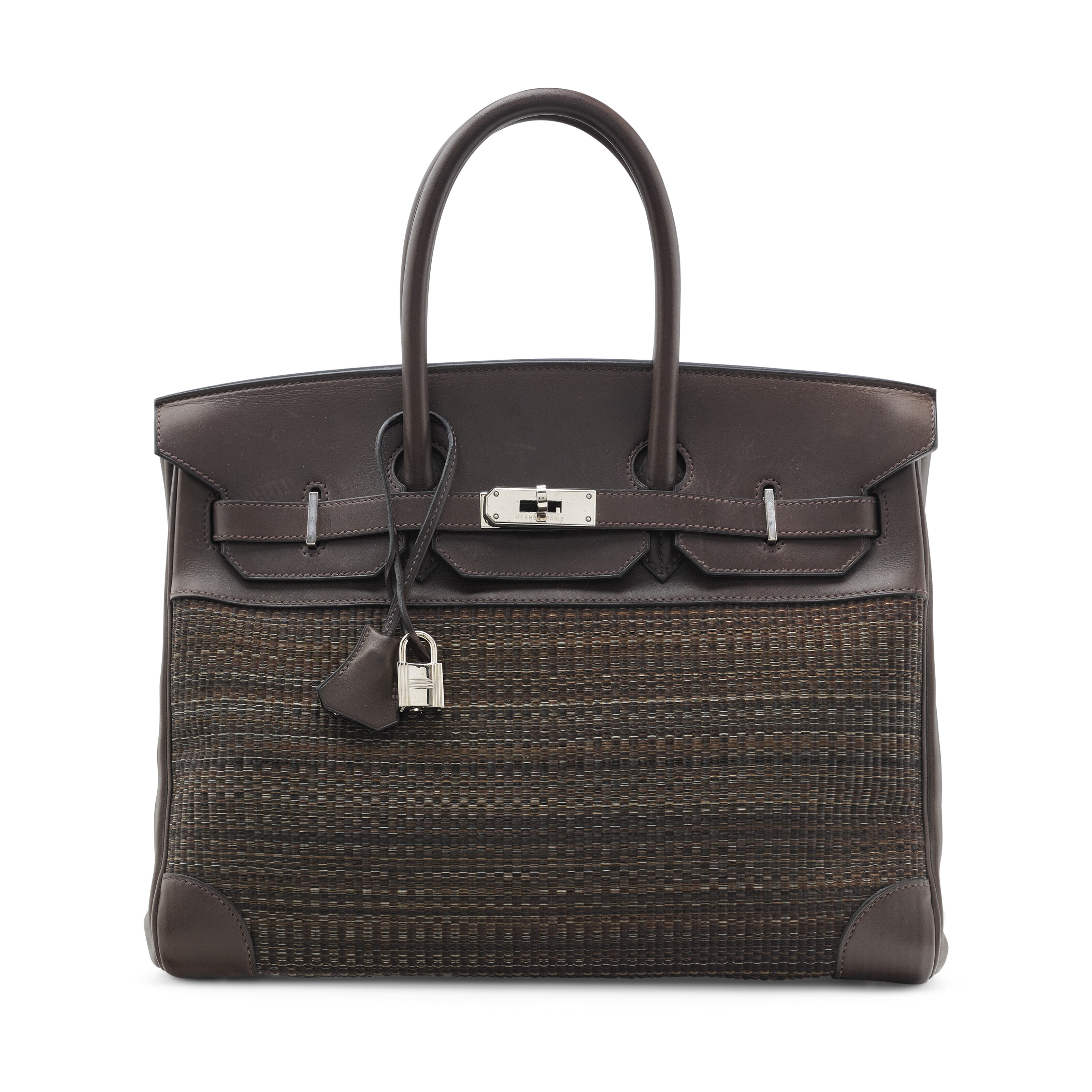 A LIMITED EDITION BLACK SWIFT LEATHER TROIKA BIRKIN HAC 32 WITH PALLADIUM HARDWARE HERMES 2007 Christie s