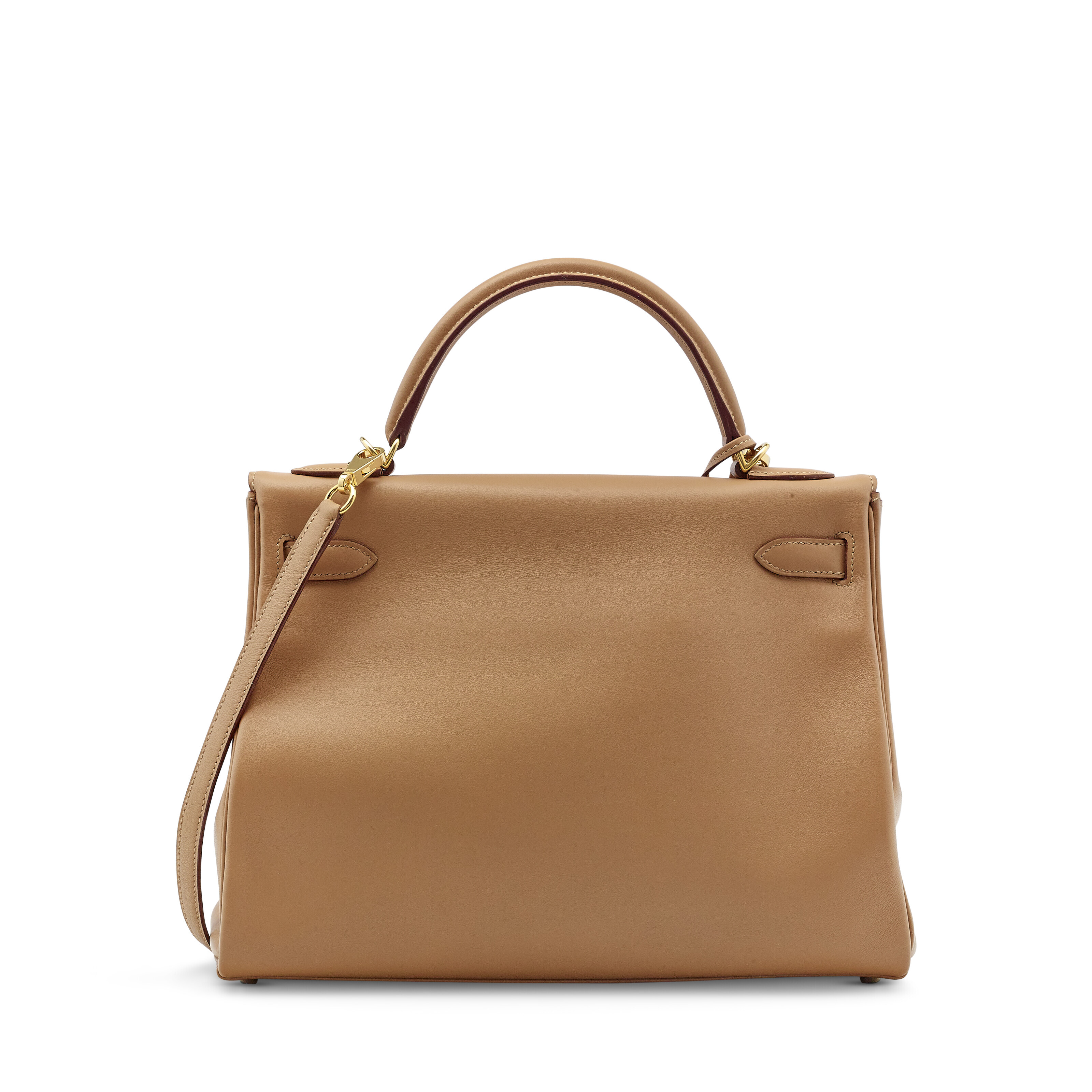 A BISCUIT SWIFT LEATHER RETOURNÉ KELLY 32 WITH GOLD HARDWARE