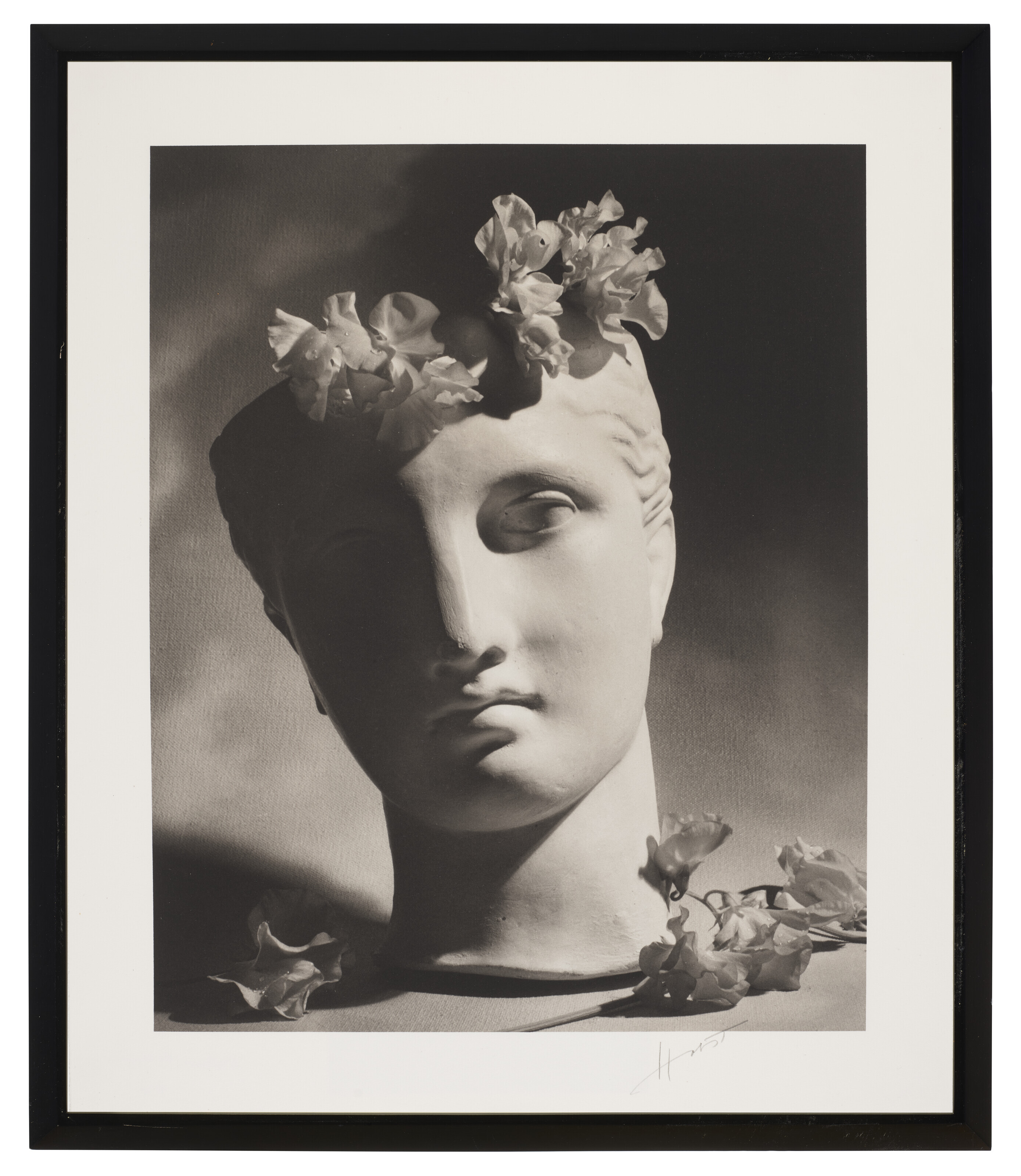 Catalog image of Classical Head with Flowers, New York, 1988