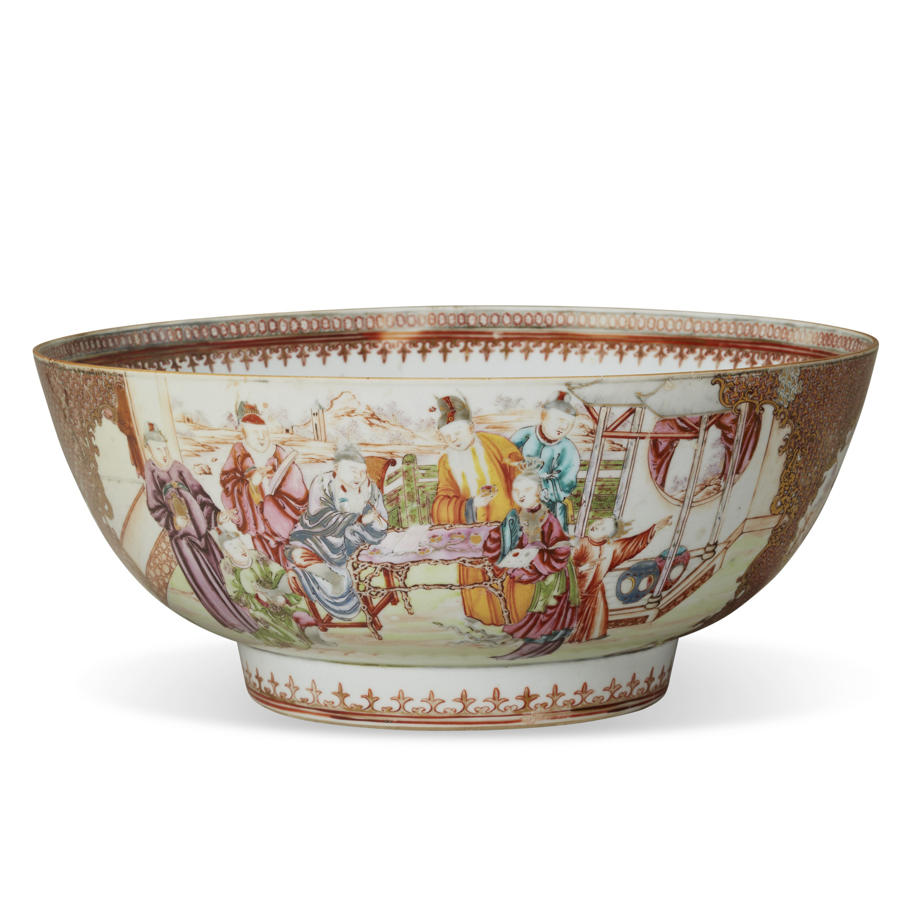 ヴィンテージ　プレミアム　ソーサード　中国切り絵　オリエンタルアートミュージアム A CHINESE EXPORT PORCELAIN FAMILLE ROSE 'EROTIC' PUNCH BOWL