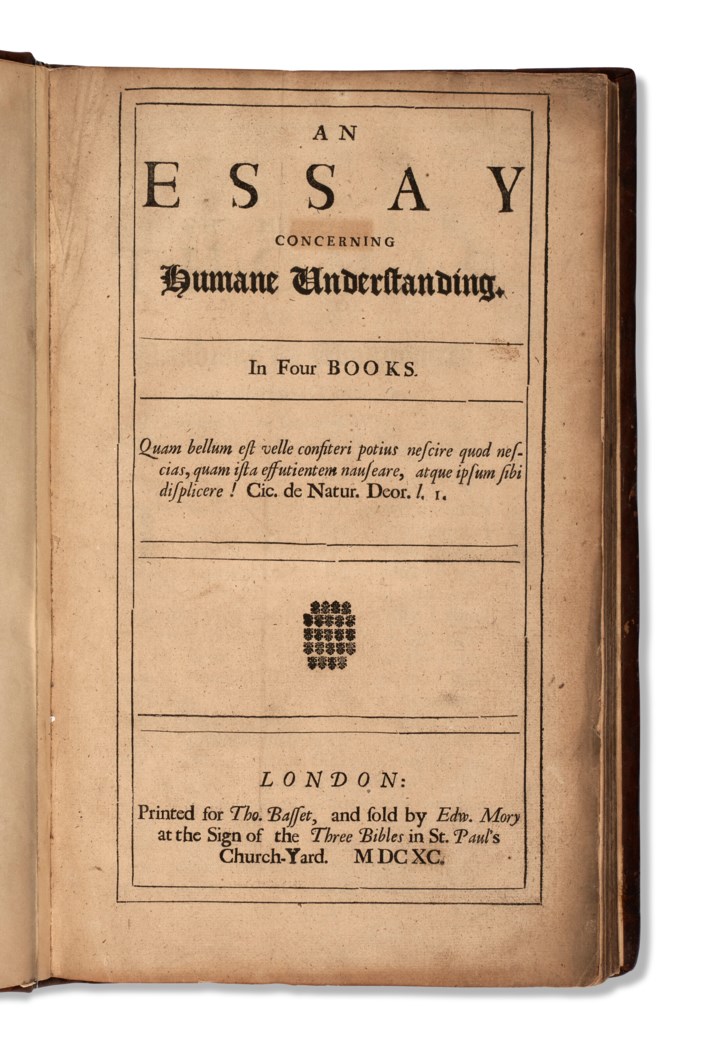 Essay Concerning Human Understanding John Locke An Essay Concerning Humane Understanding, John Locke, 1690 | Christie's