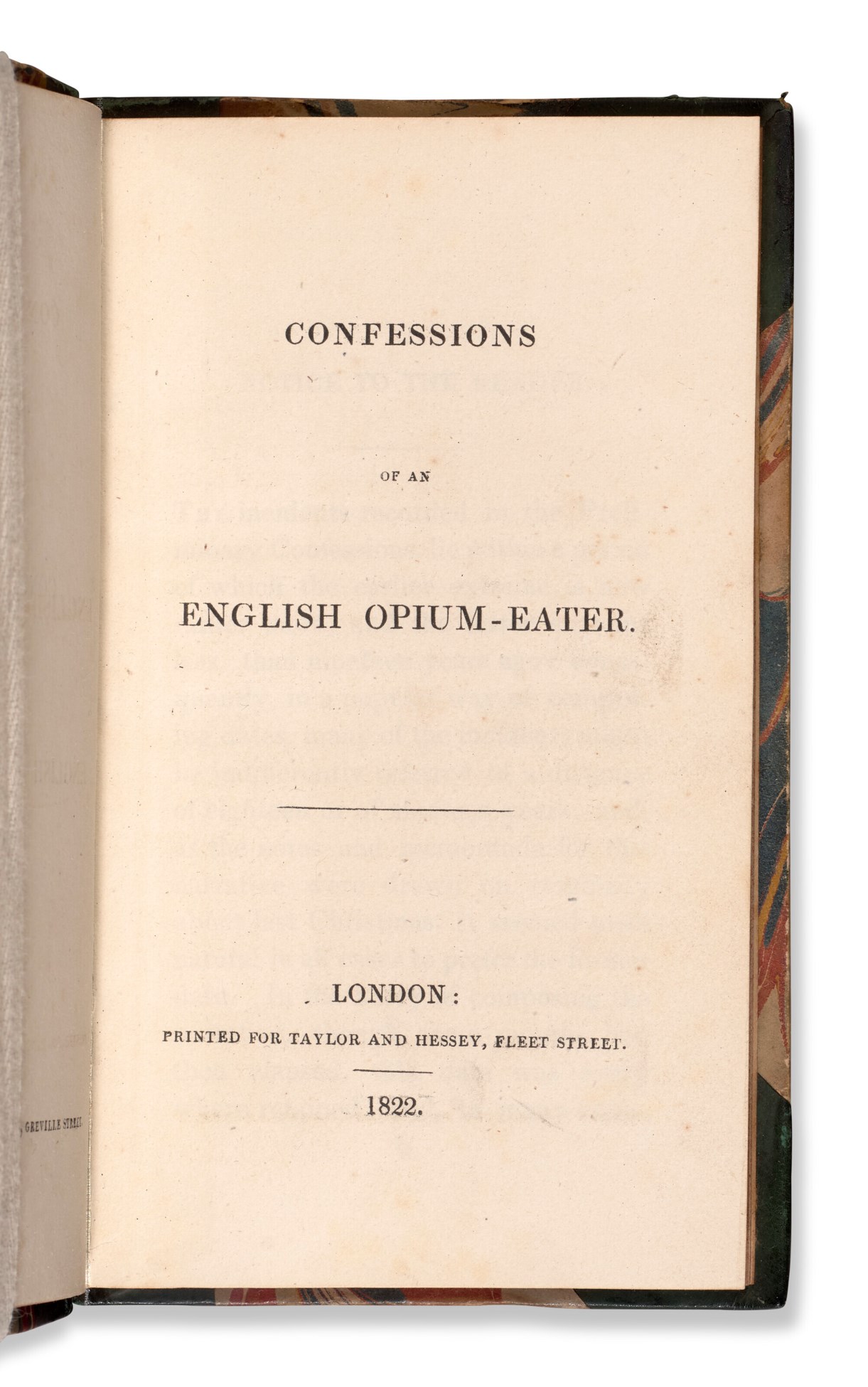 Confessions of an English Opium-Eater, Thomas De Quincey, 1822 ...