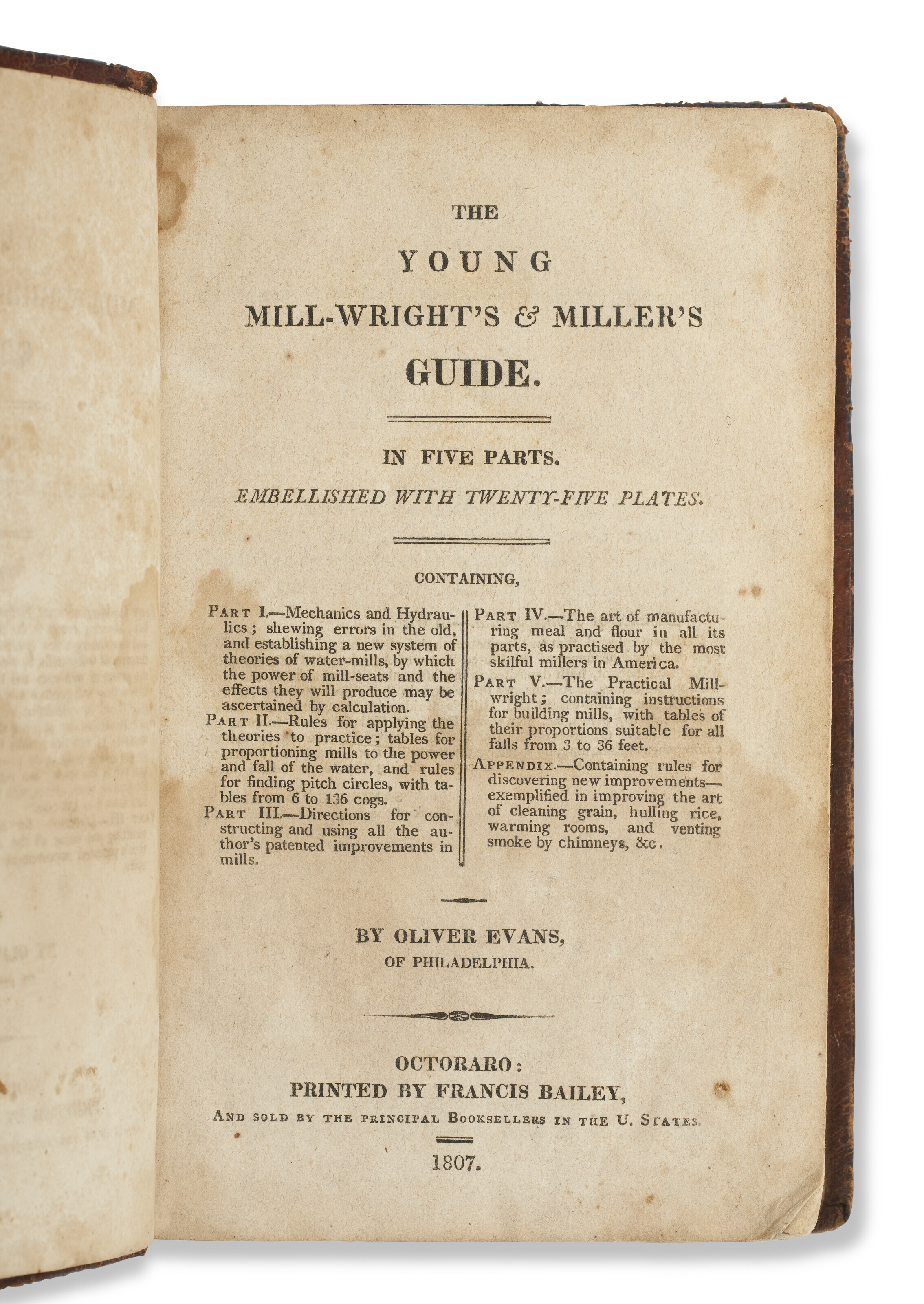 The Young Mill-Wright's & Miller’s Guide, Oliver Evans, 1807 | Christie’s