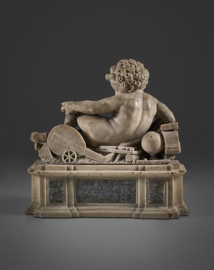 AN ALLEGORAL MARBLE FIGURE OF A PUTTO REPRESENTING THE ARTS, CIRCLE OF ...