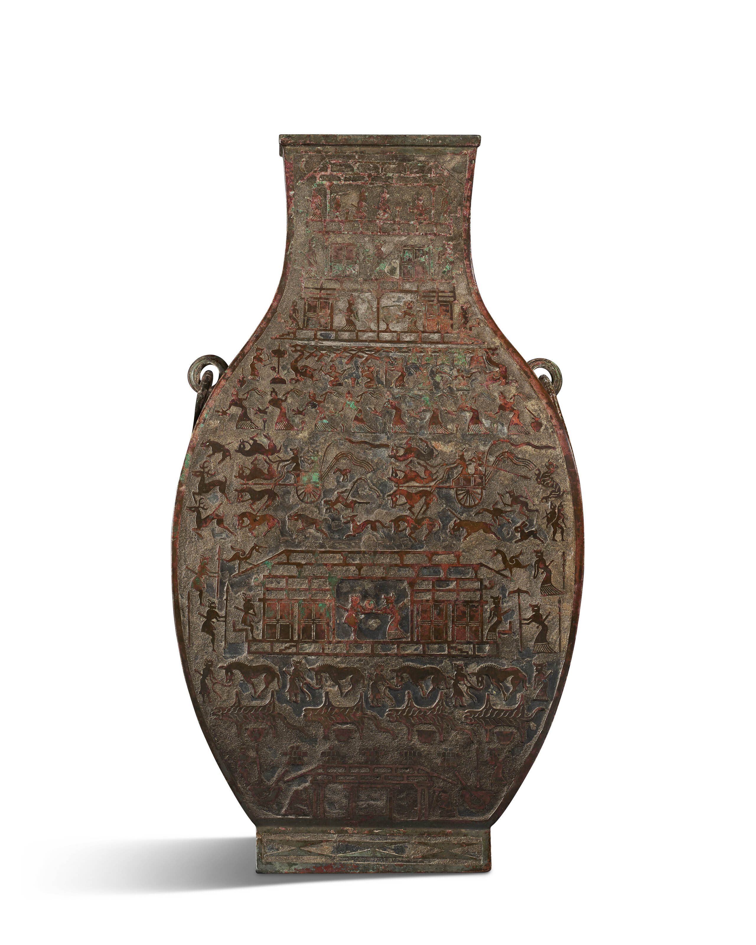 半額SALE★ BRONZE INLAID RARE VERY AND IMPORTANT AN FACTED FANGHU JAR, 工芸品