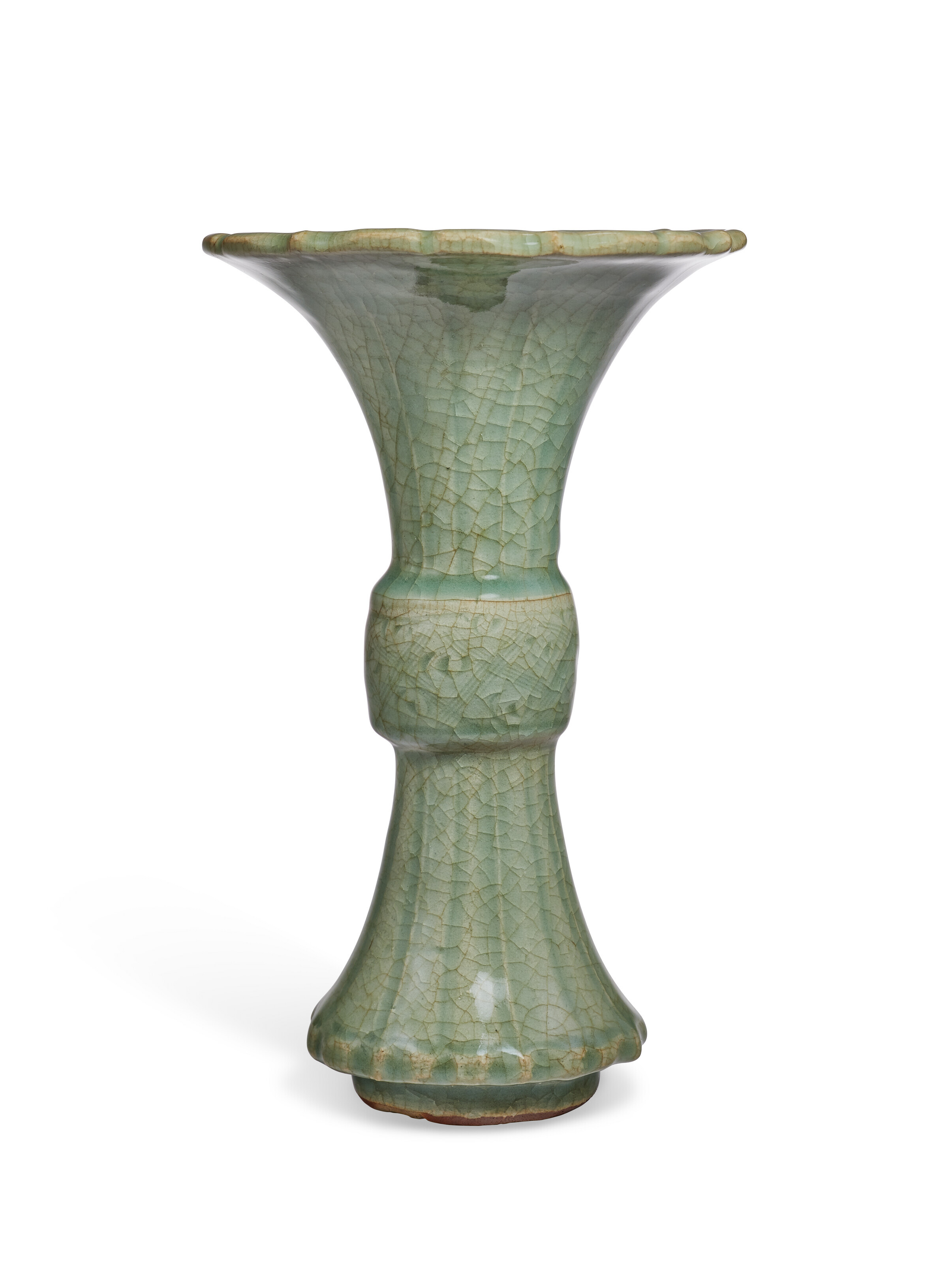 中国美術 青釉 刻模様 蓋物 φ14.5cm 乾隆年製(K-LC193)（中国明龙泉青 
