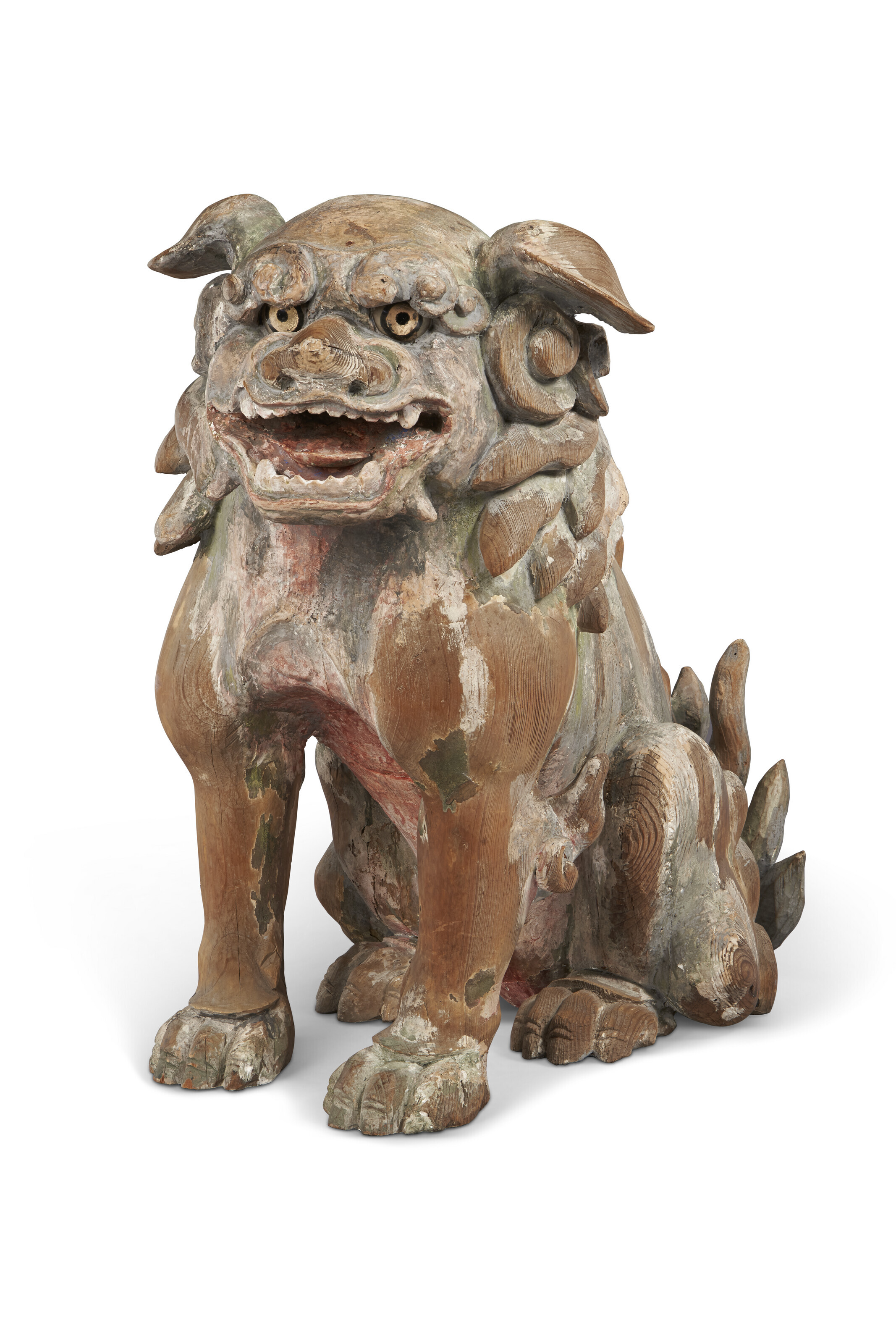 A PAINTED WOOD KOMAINU (GUARDIAN LION-DOG), JAPAN, EDO PERIOD