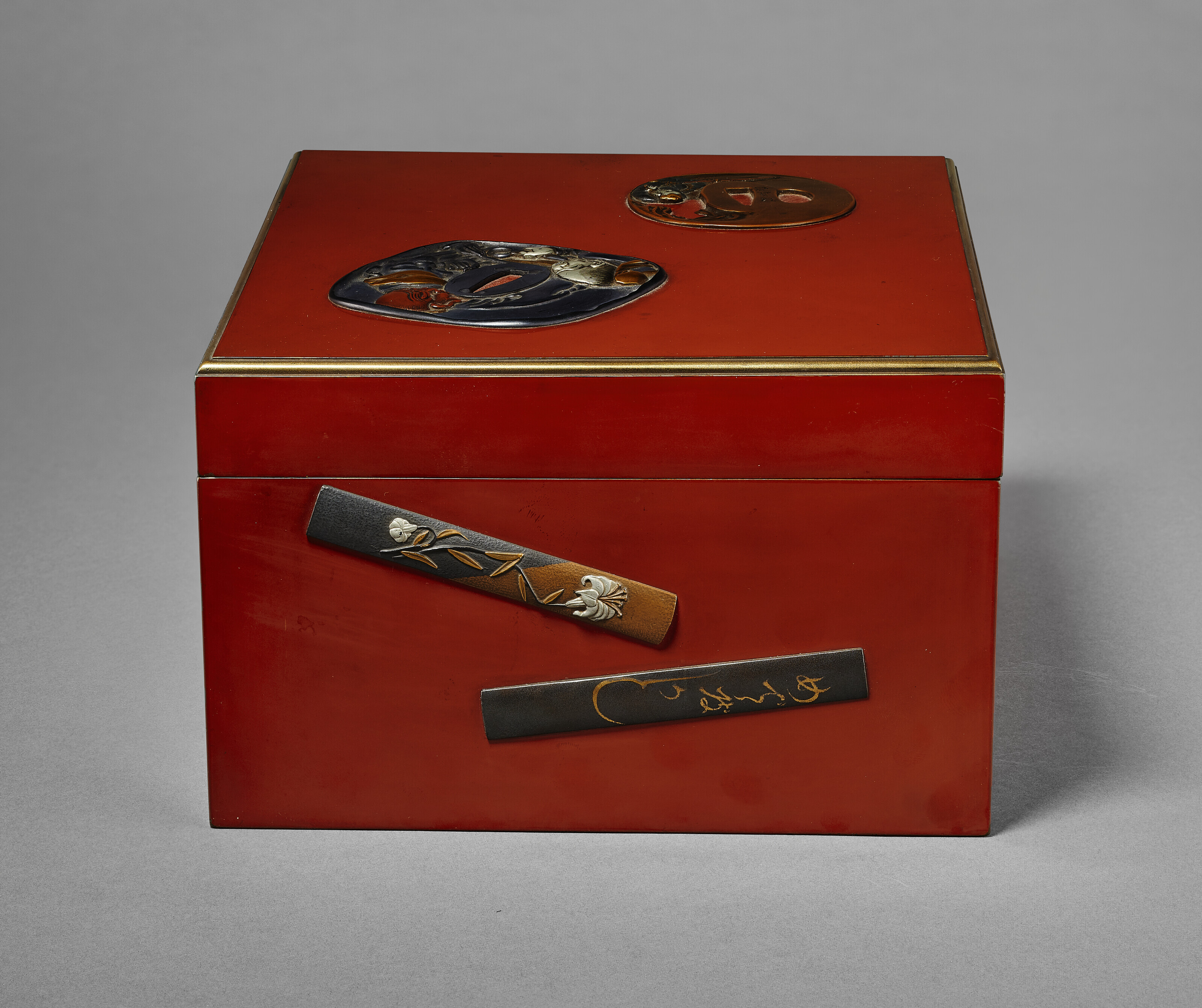 A LACQUER WRITING BOX (SUZURIBAKO) AND MATCHING WRITING