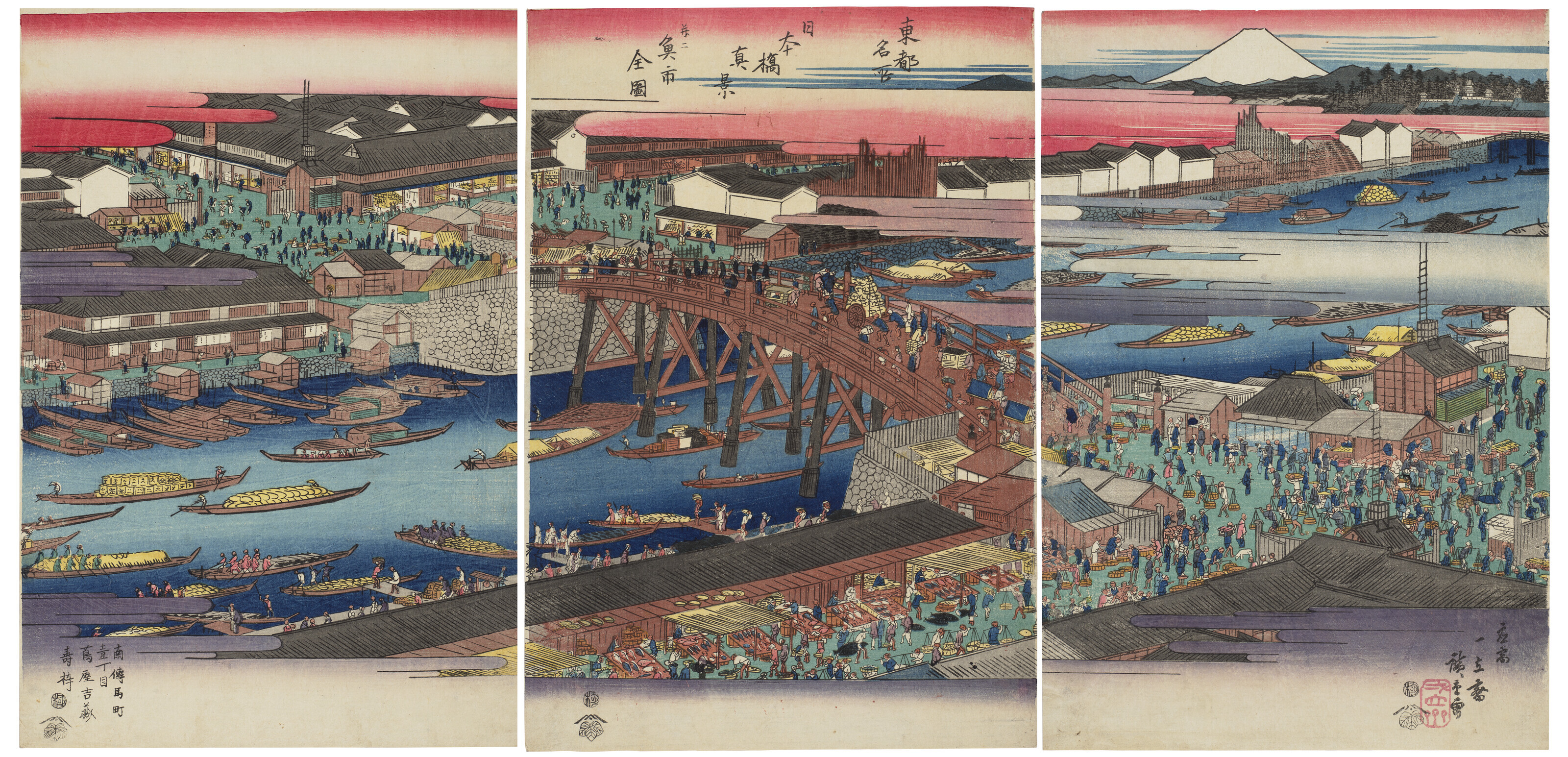 UTAGAWA HIROSHIGE (1797-1858), Nihonbashi shinkei, narabi ni