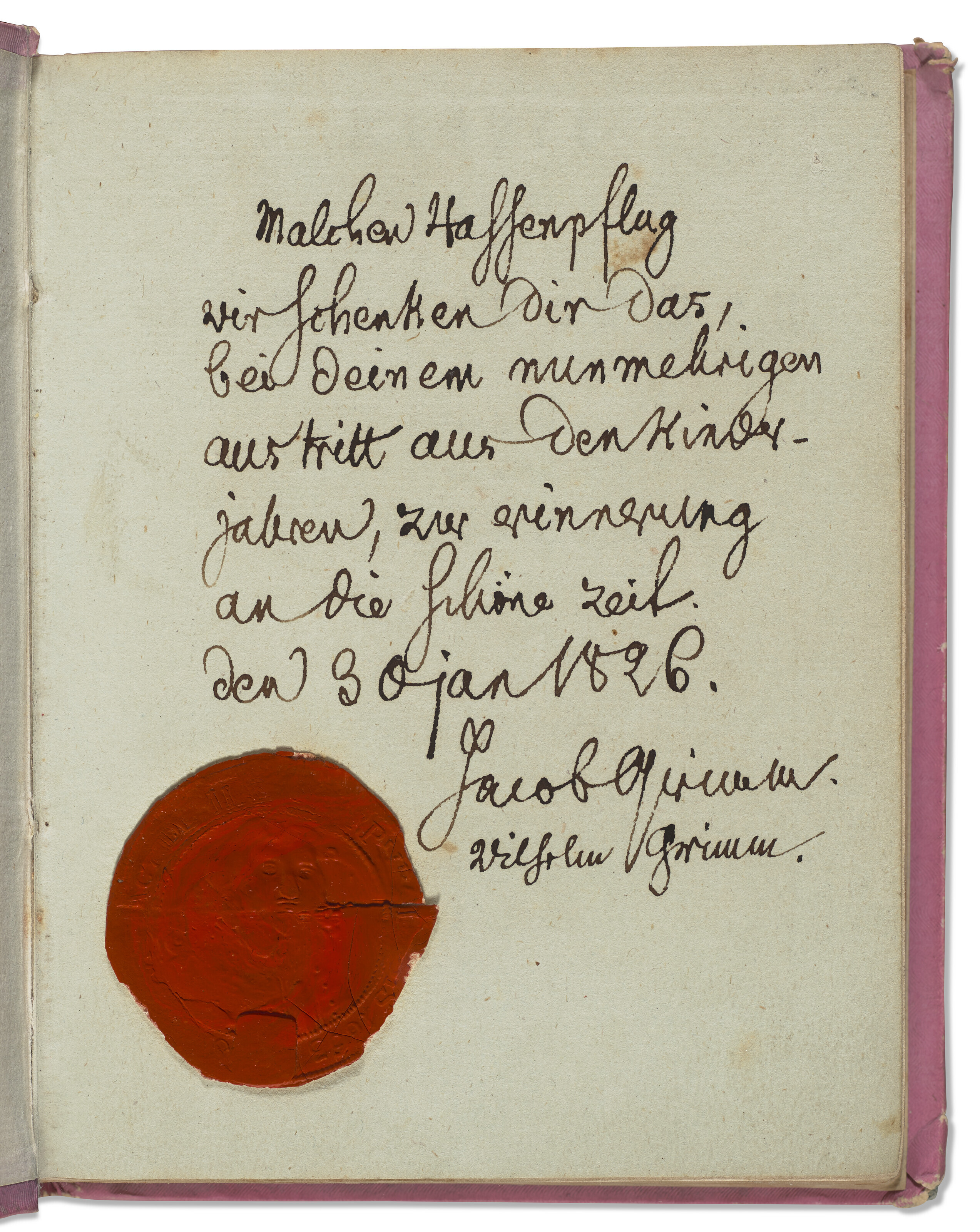 Jacob Grimm (1785-1863) and Wilhelm Grimm(1786-1859), Kinder- und Haus-M&auml;rchen. Berlin: G. Reimer, 1825. Estimate: $60,000-90,000. Offered in Fine Printed Books and Manuscripts including Americana on 11&ndash;25 April 2022 at Christie's Online
