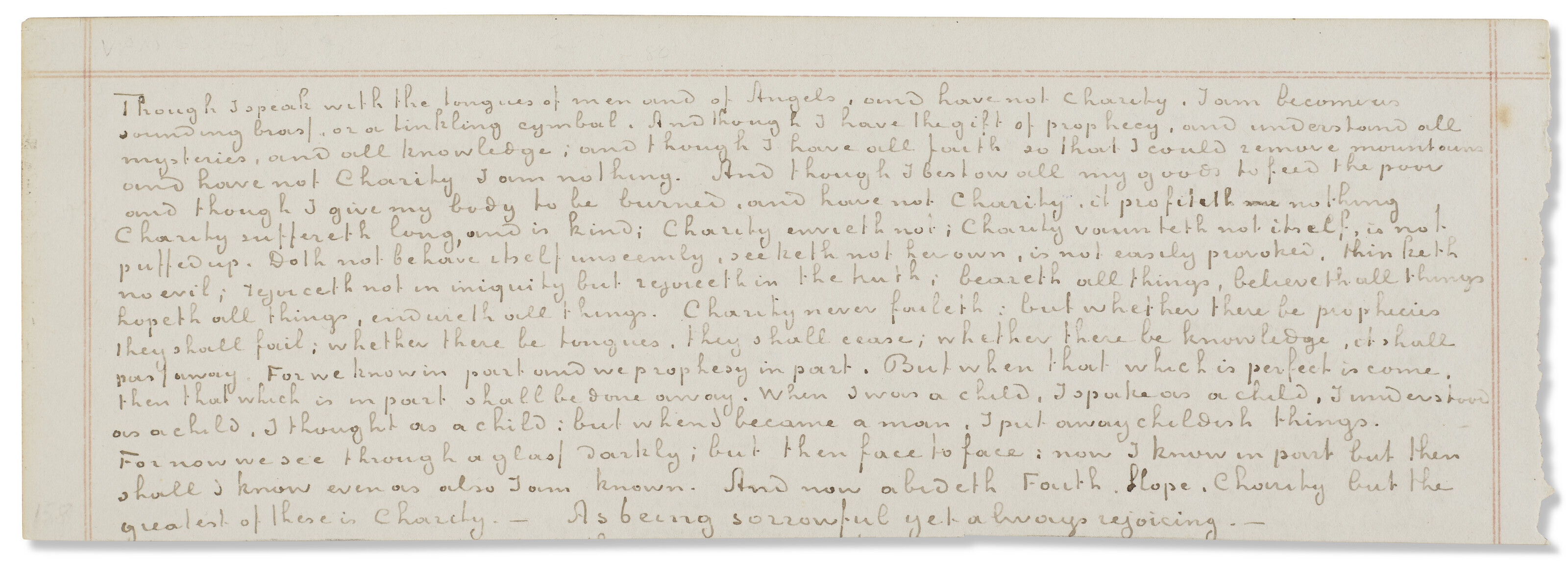 Vincent van Gogh (1853-1890, Autograph manuscript, transcriptions of Biblical texts in Dutch and English, early 1877. Estimate: $15,000-25,000. Offered in Fine Printed Books and Manuscripts including Americana on 11&ndash;25 April 2022 at Christie's Online
