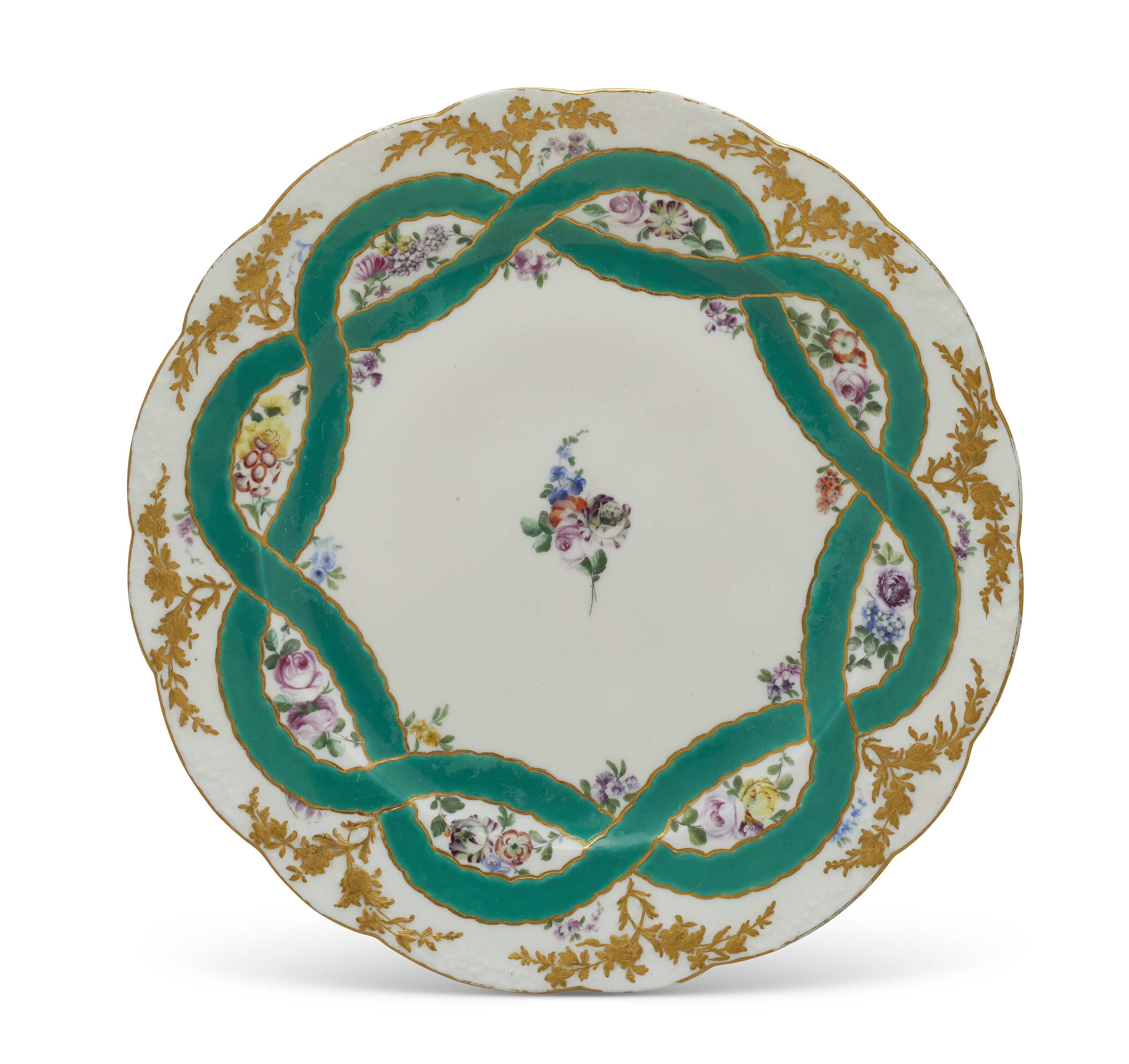 A VINCENNES PORCELAIN 'BLEU CELESTE' PLATE (ASSIETTE A