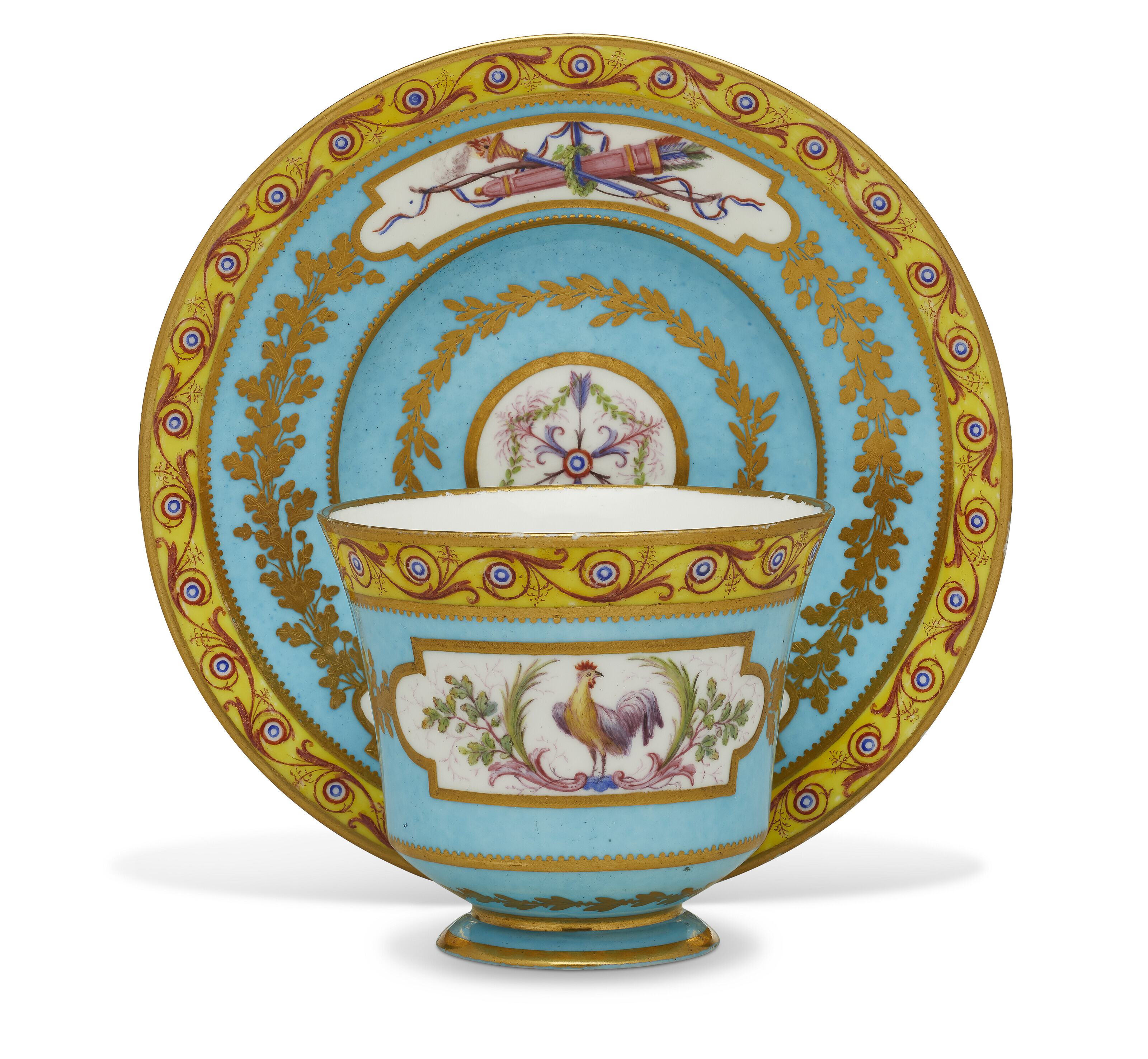 A SEVRES (REPUBLIQUE FRANÇAISE) PORCELAIN CUP AND SAUCER, CIRCA 1795