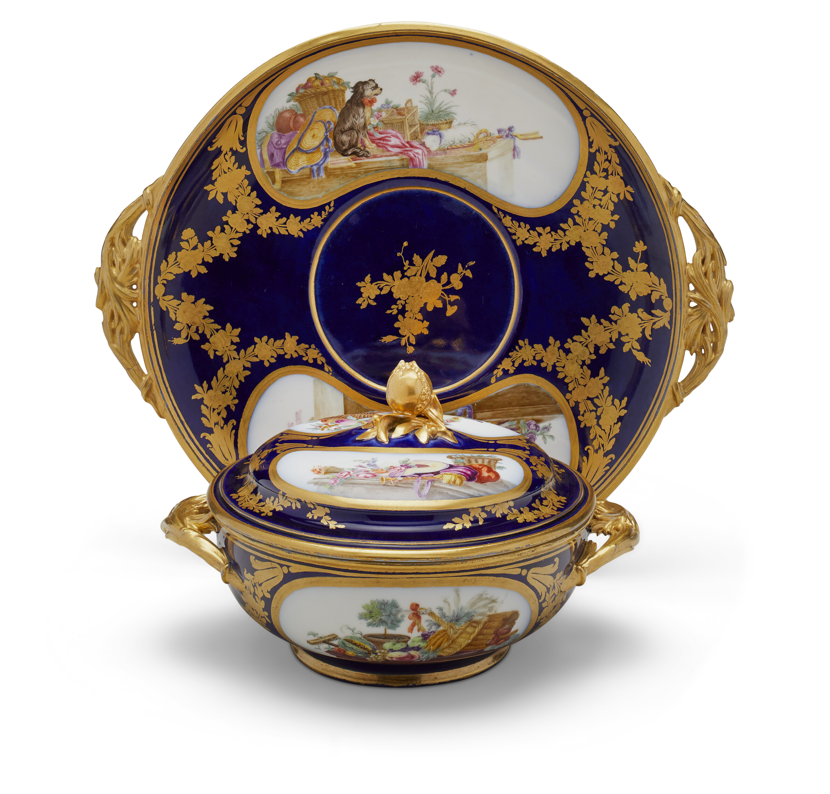 A SEVRES PORCLEAIN 'BLEU NOUVEAU' 'JEWELED' CUP AND SAUCER (GOBELET  'LITRON' ET SOUCOUPE, 2EME GRANDEUR), CIRCA 1784, GILT INTERLACED L'S MARK,  PAINTER'S MARK FOR E.-H. LE GUAY L'AINE | Christie's