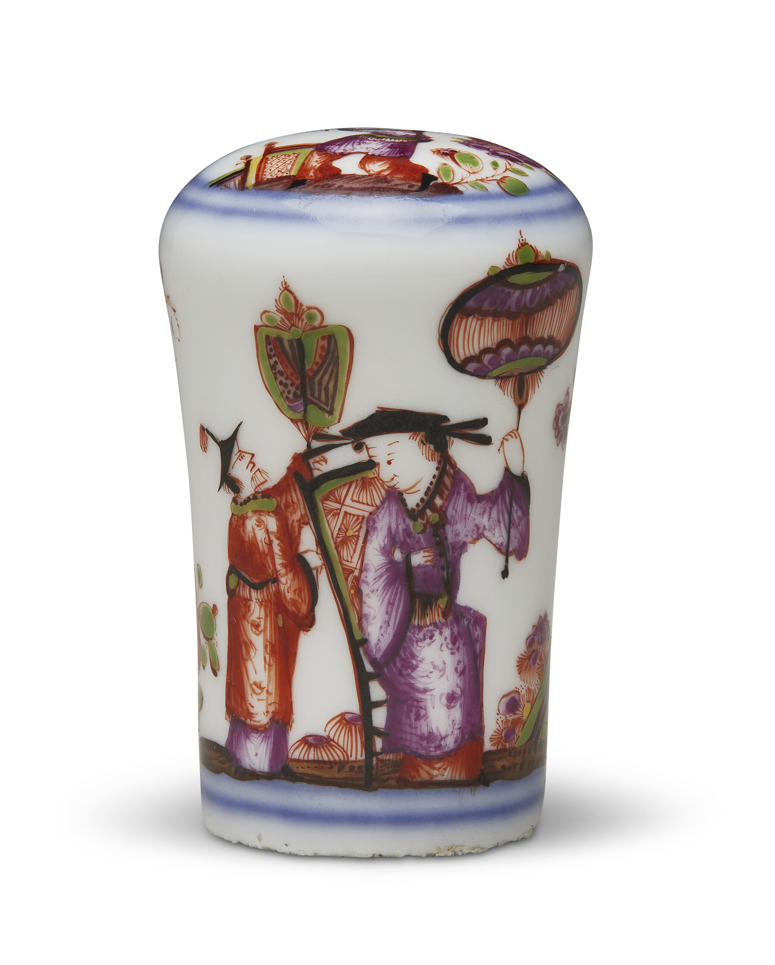 A MEISSEN PORCELAIN CHINOISERIE CANE-HANDLE, CIRCA 1725, THE