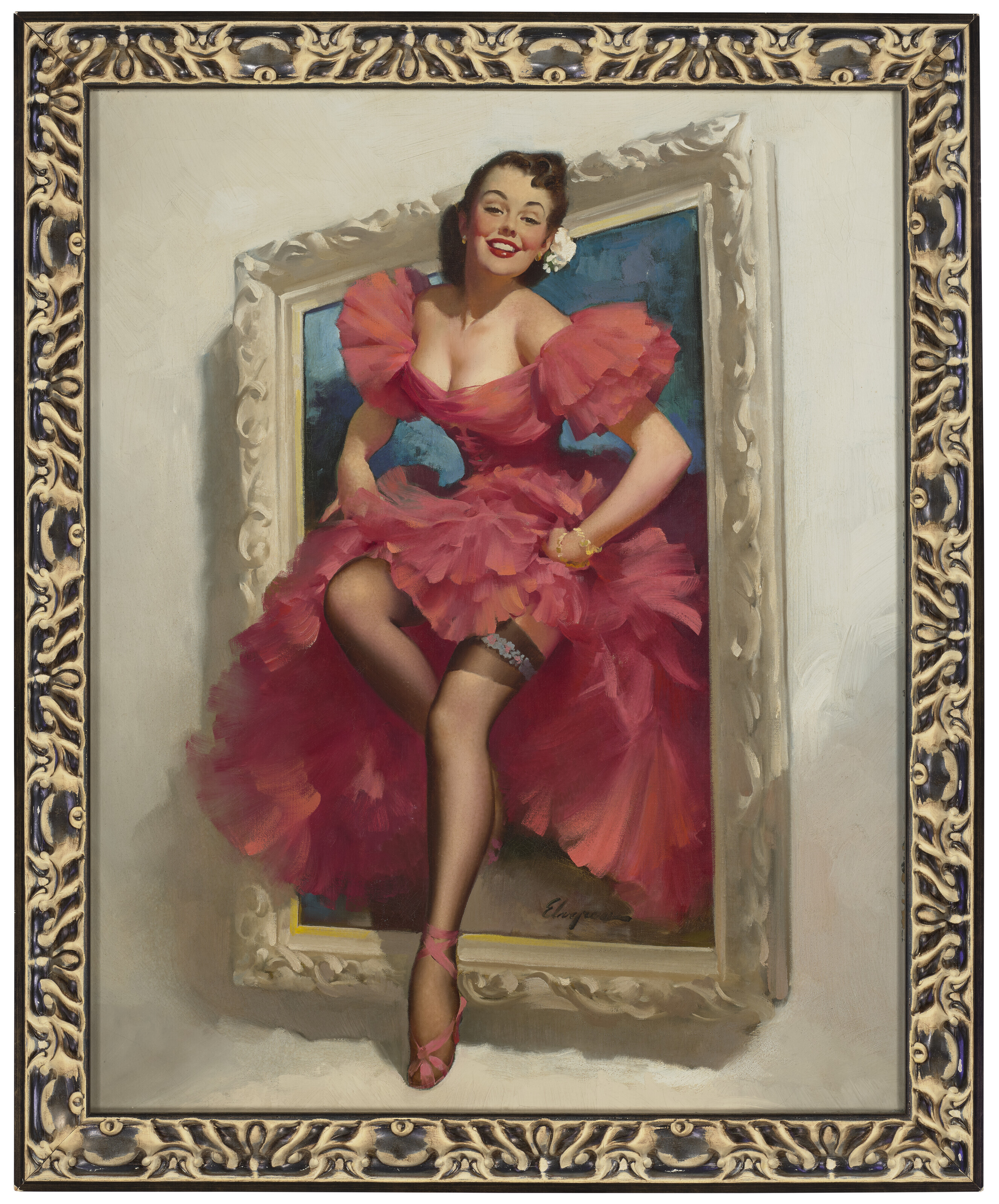 Gil Elvgren Stop Sign ピンナップアート 額装 Gil Elvgren」の