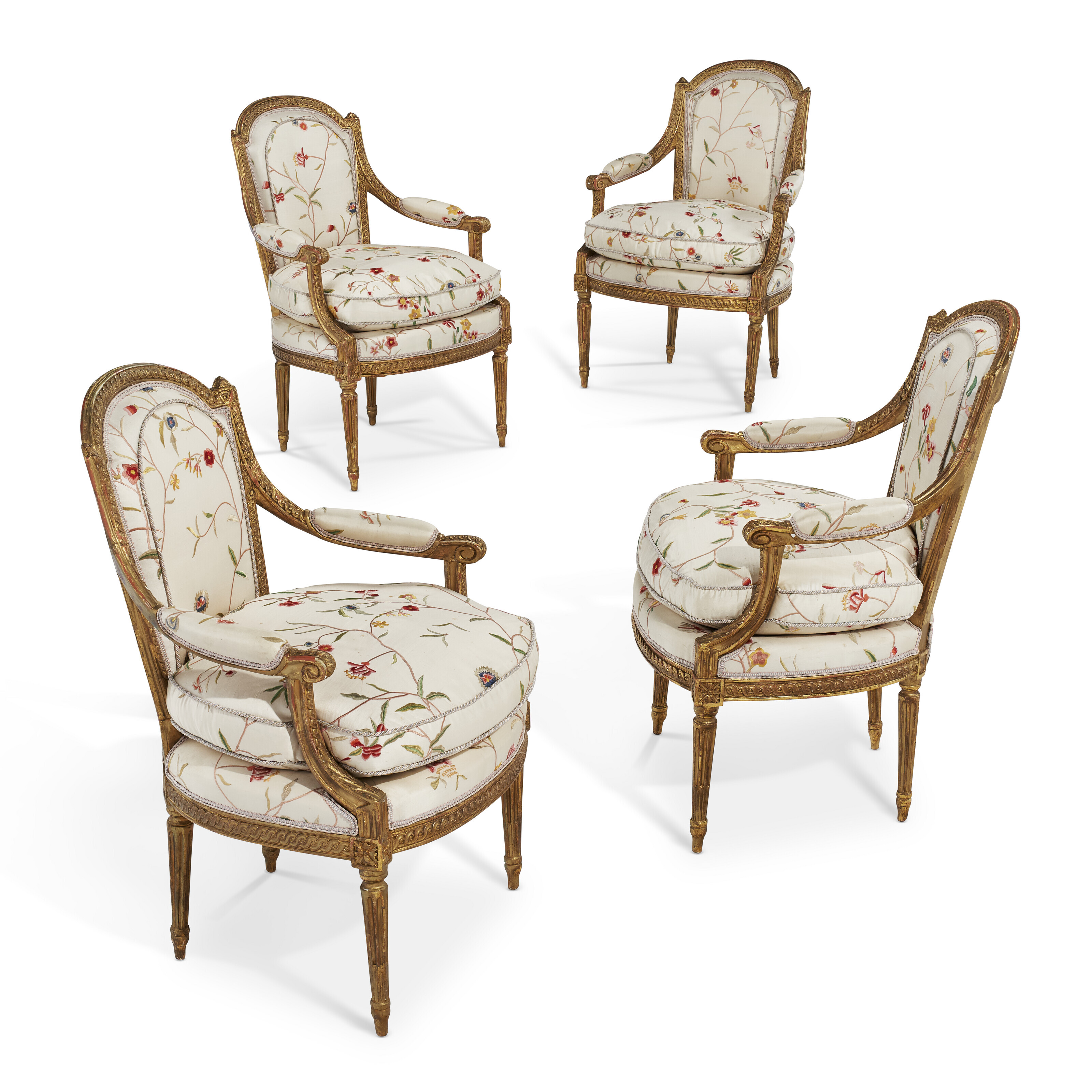 A SET OF FOUR LOUIS XVI GILTWOOD FAUTEUILS, CIRCA 1775 | Christie's