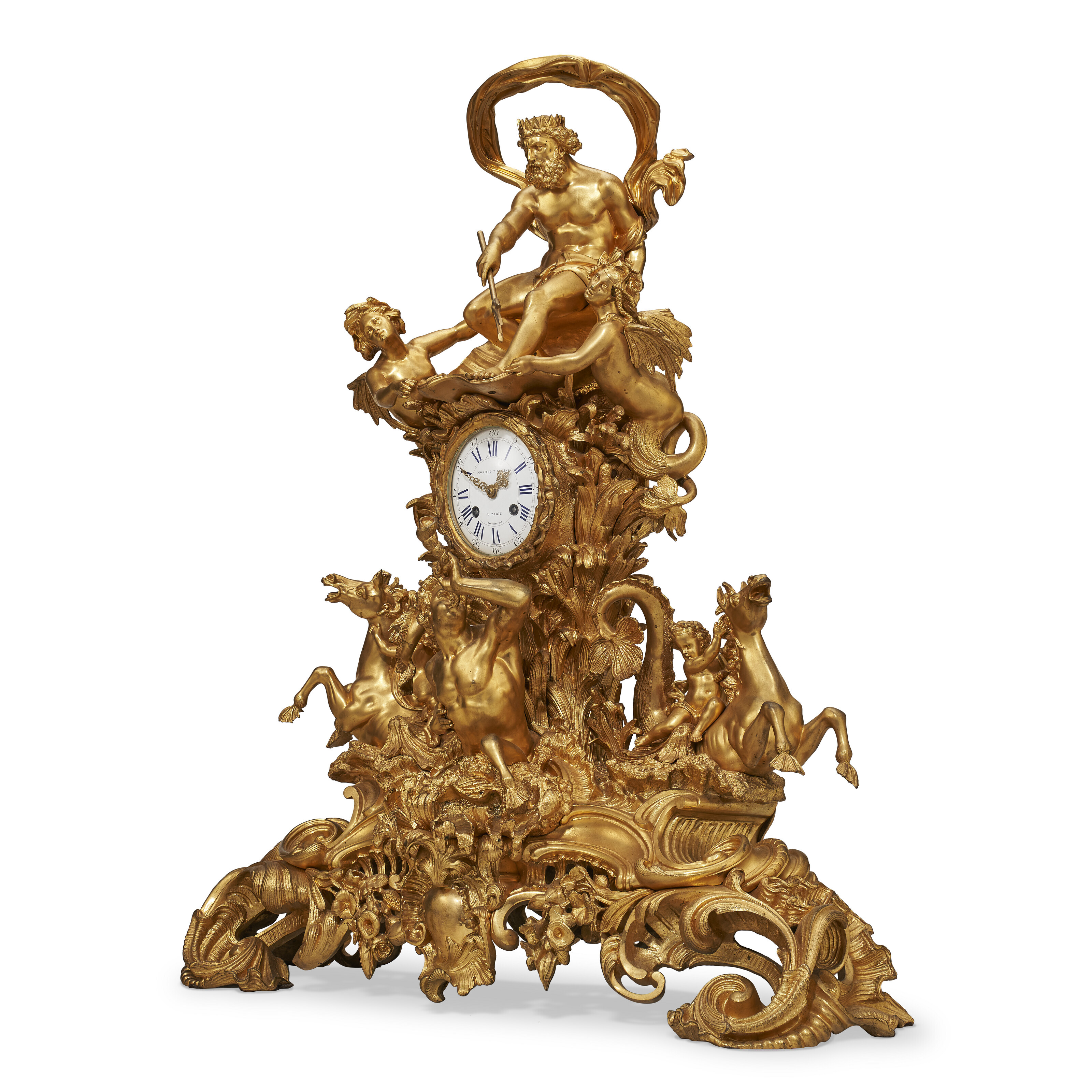 A LARGE NAPOLEON III ORMOLU MANTEL CLOCK, CAST BY HENRI PICARD