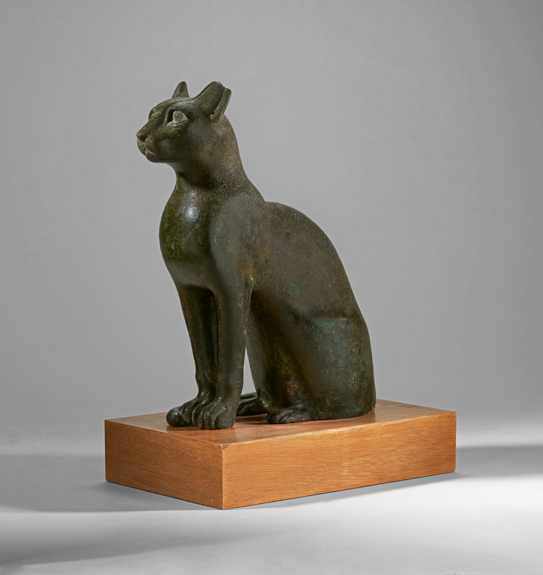 AN EGYPTIAN BRONZE CAT