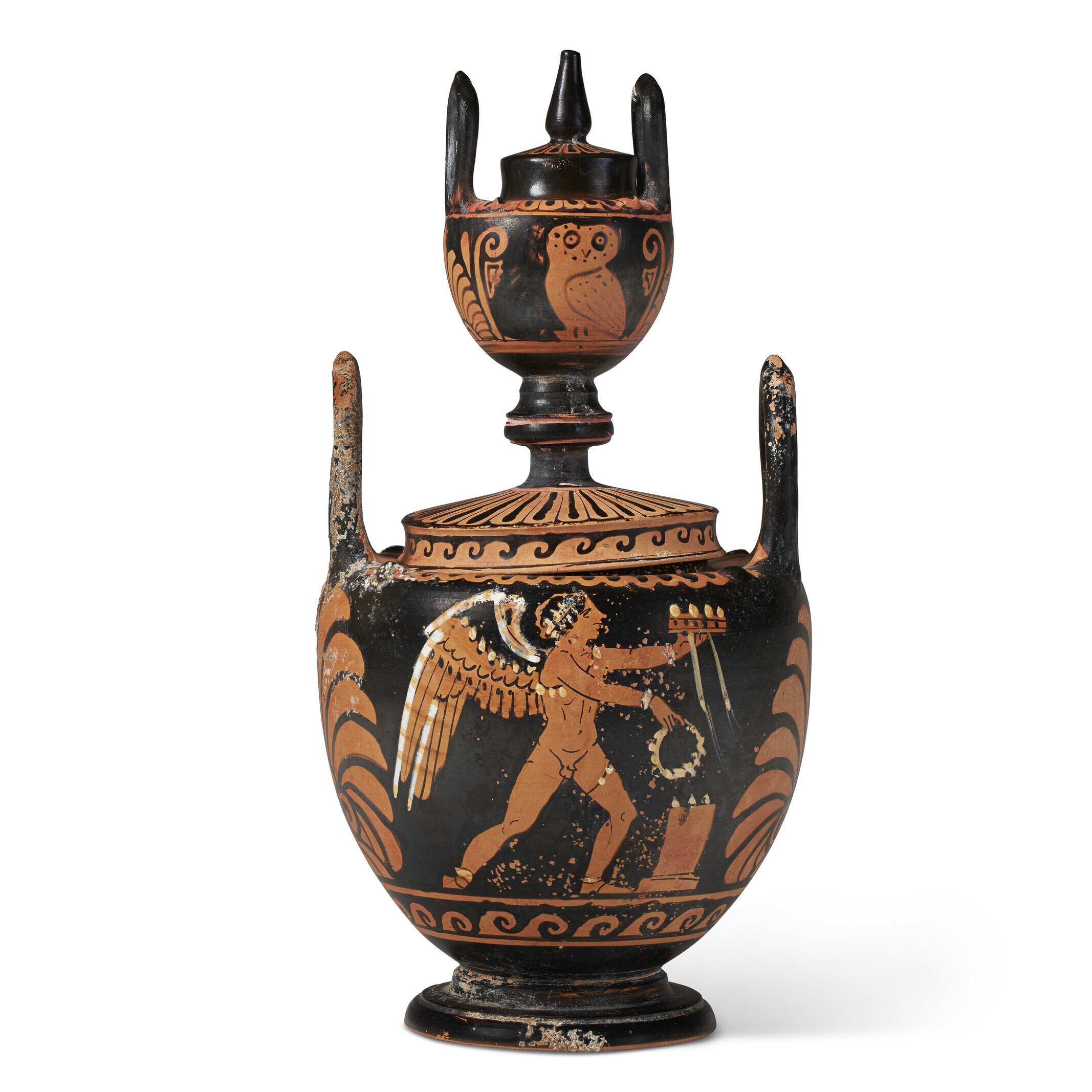 A CANOSAN POTTERY FIGURAL OINOCHOE