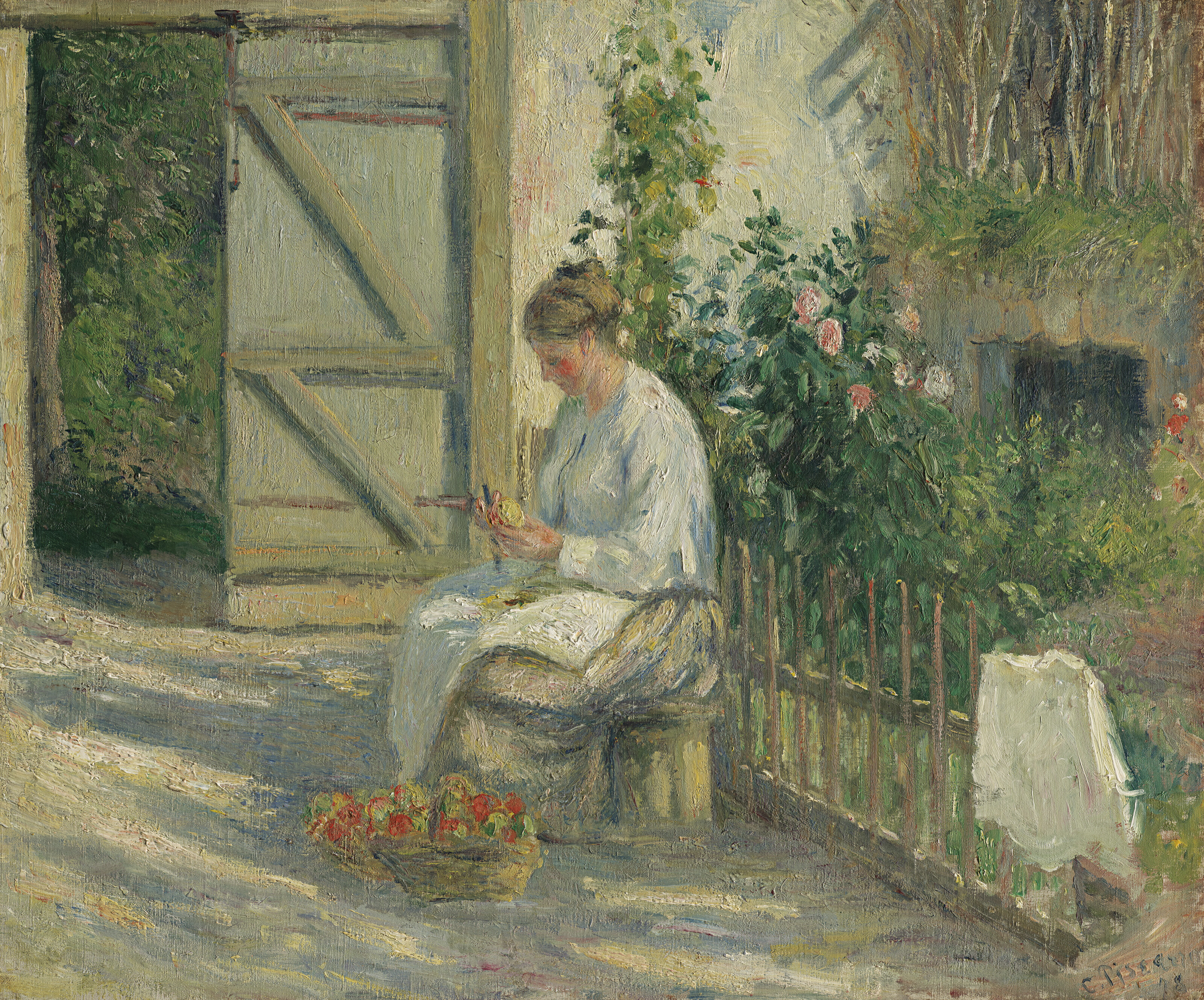 Julie Pissarro épluchant des légumes