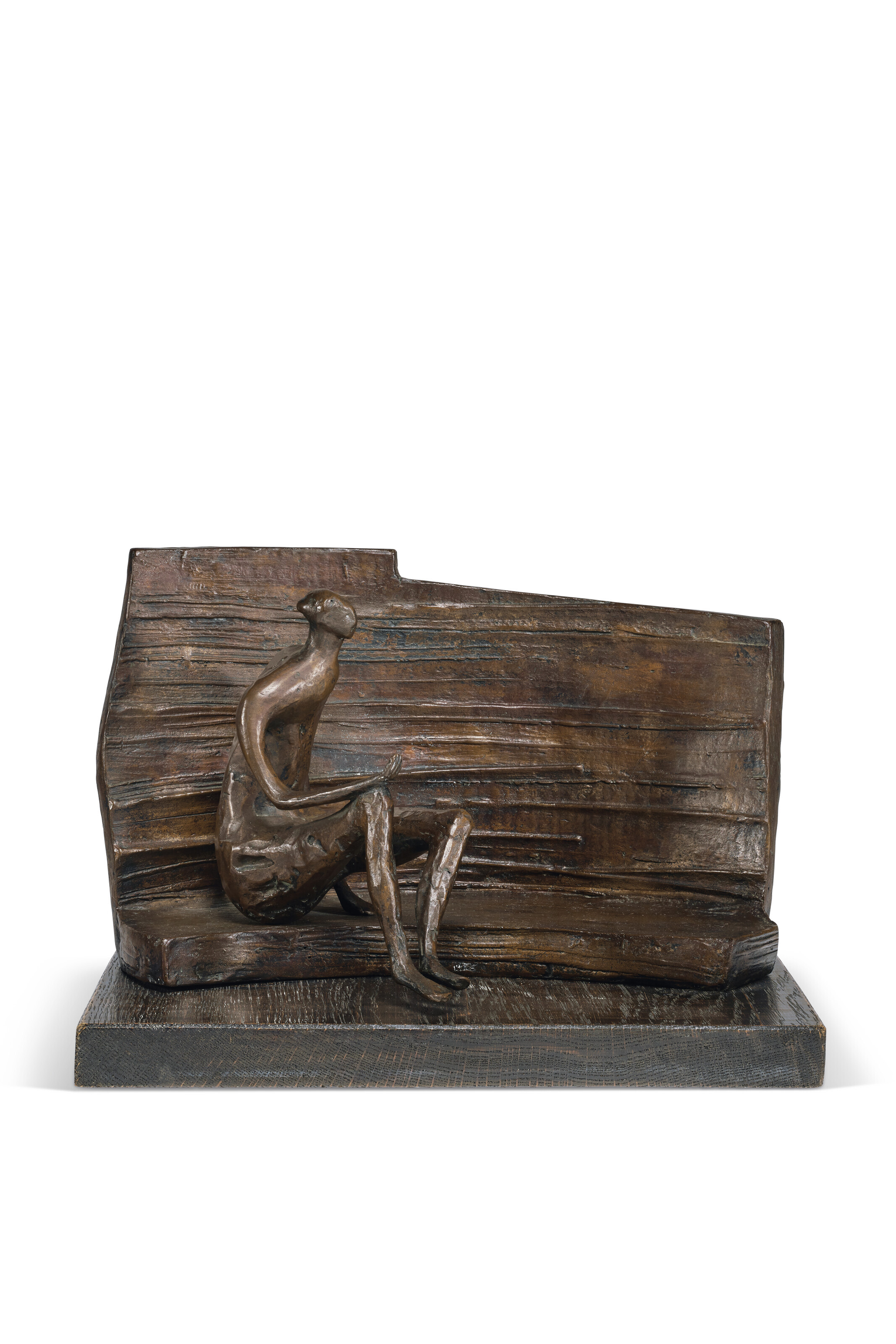 Maquette for Seated Figure Against Curved Wall