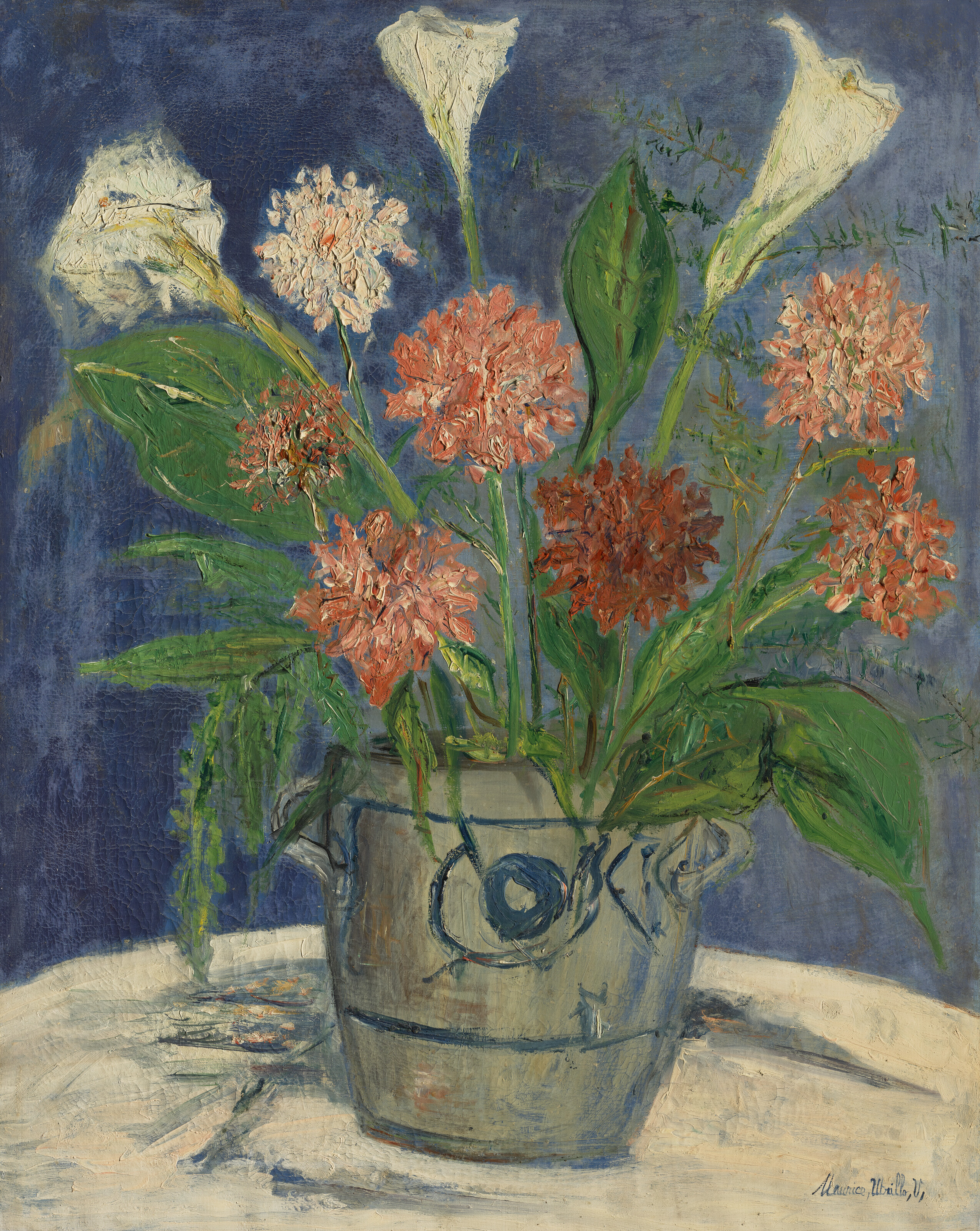 Maurice Utrillo、VASE 、海外版超希少レゾネ、新品額付 MAURICE UTRILLO (1883-1955), Vase d'arums et de dahlias