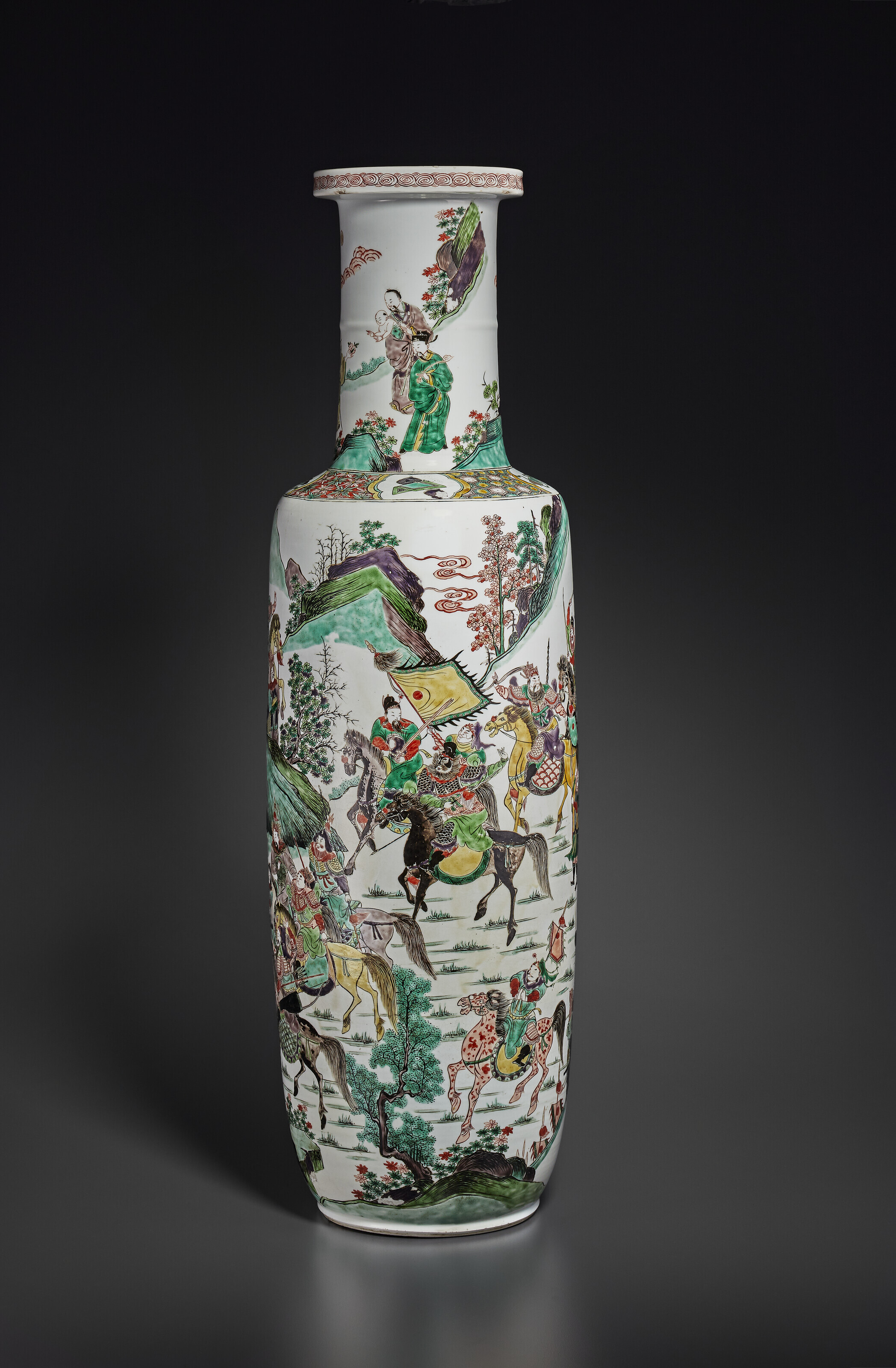 清康熙五彩逐鹿中原圖大棒槌瓶, KANGXI PERIOD (1662-1722) | Christie's