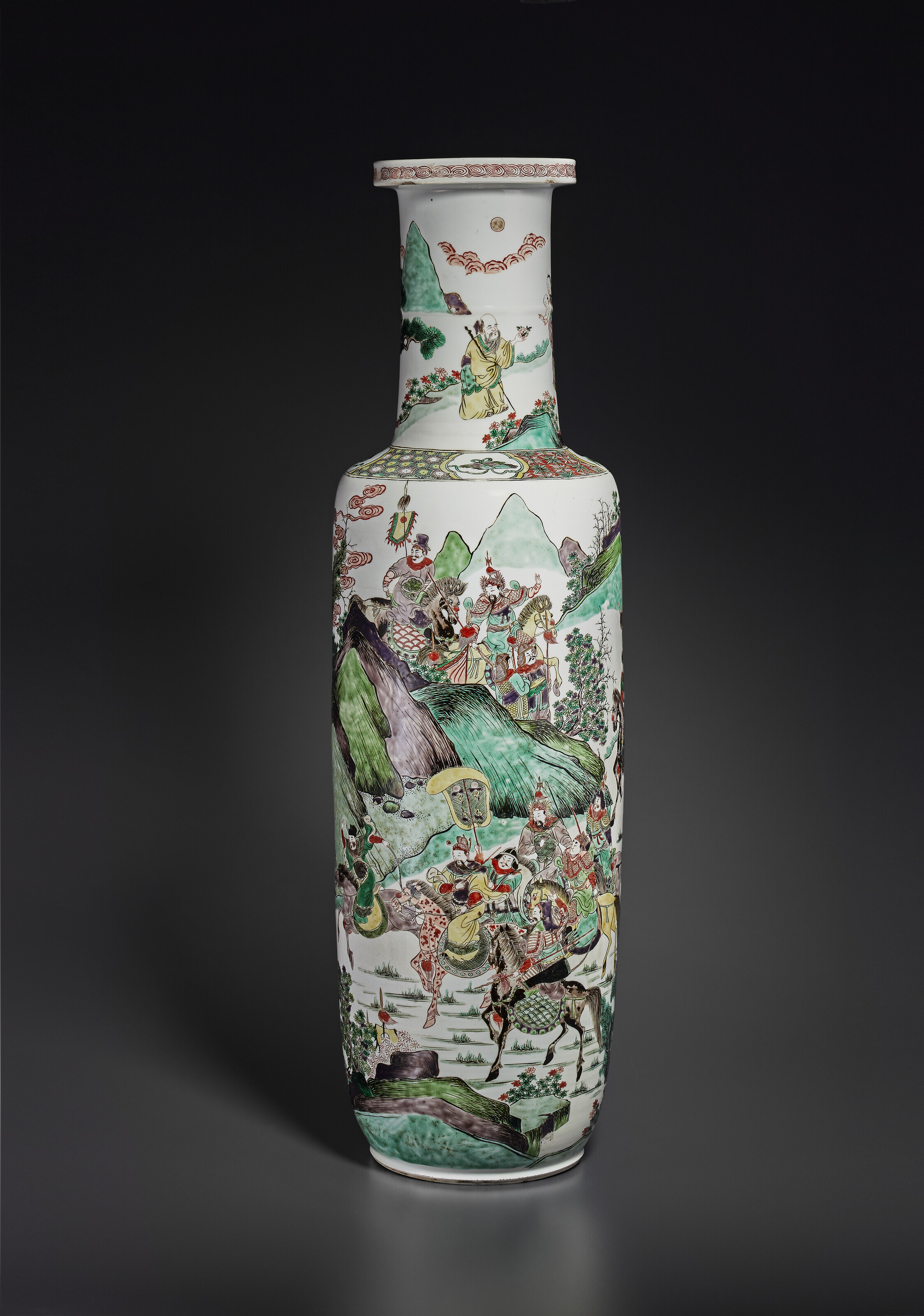 清康熙五彩逐鹿中原圖大棒槌瓶, KANGXI PERIOD (1662-1722) | Christie's