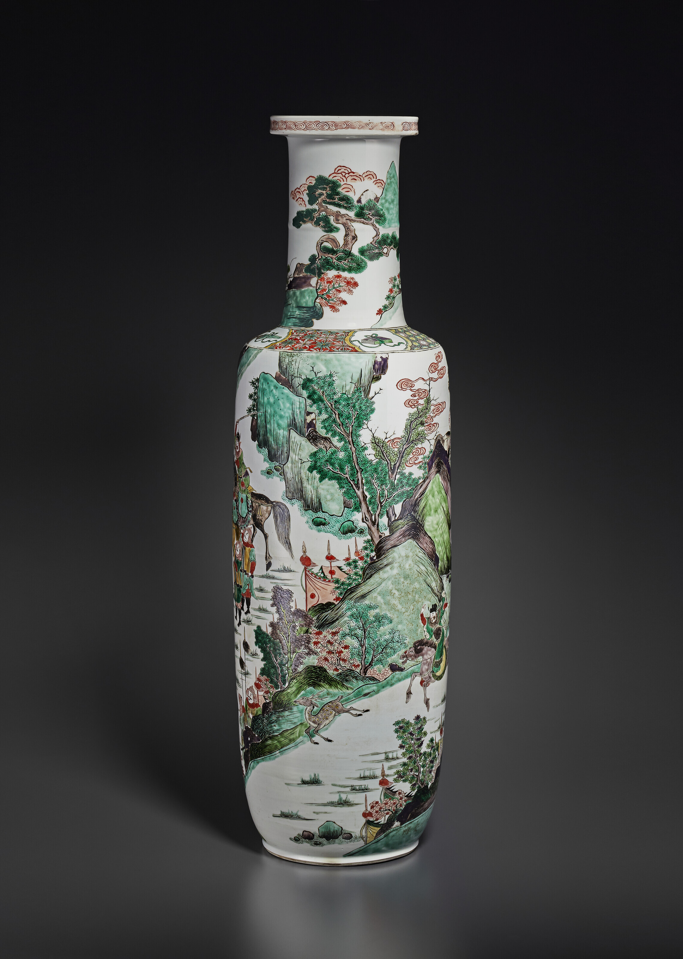 清康熙五彩逐鹿中原圖大棒槌瓶, KANGXI PERIOD (1662-1722) | Christie's
