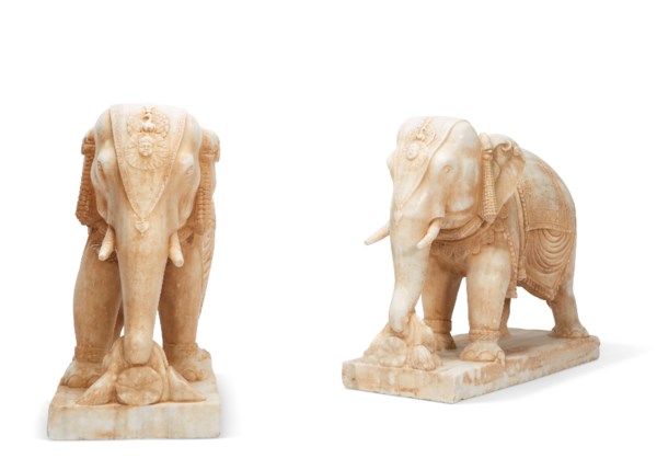 Carved Marble Elephant From India - Early 19thC
