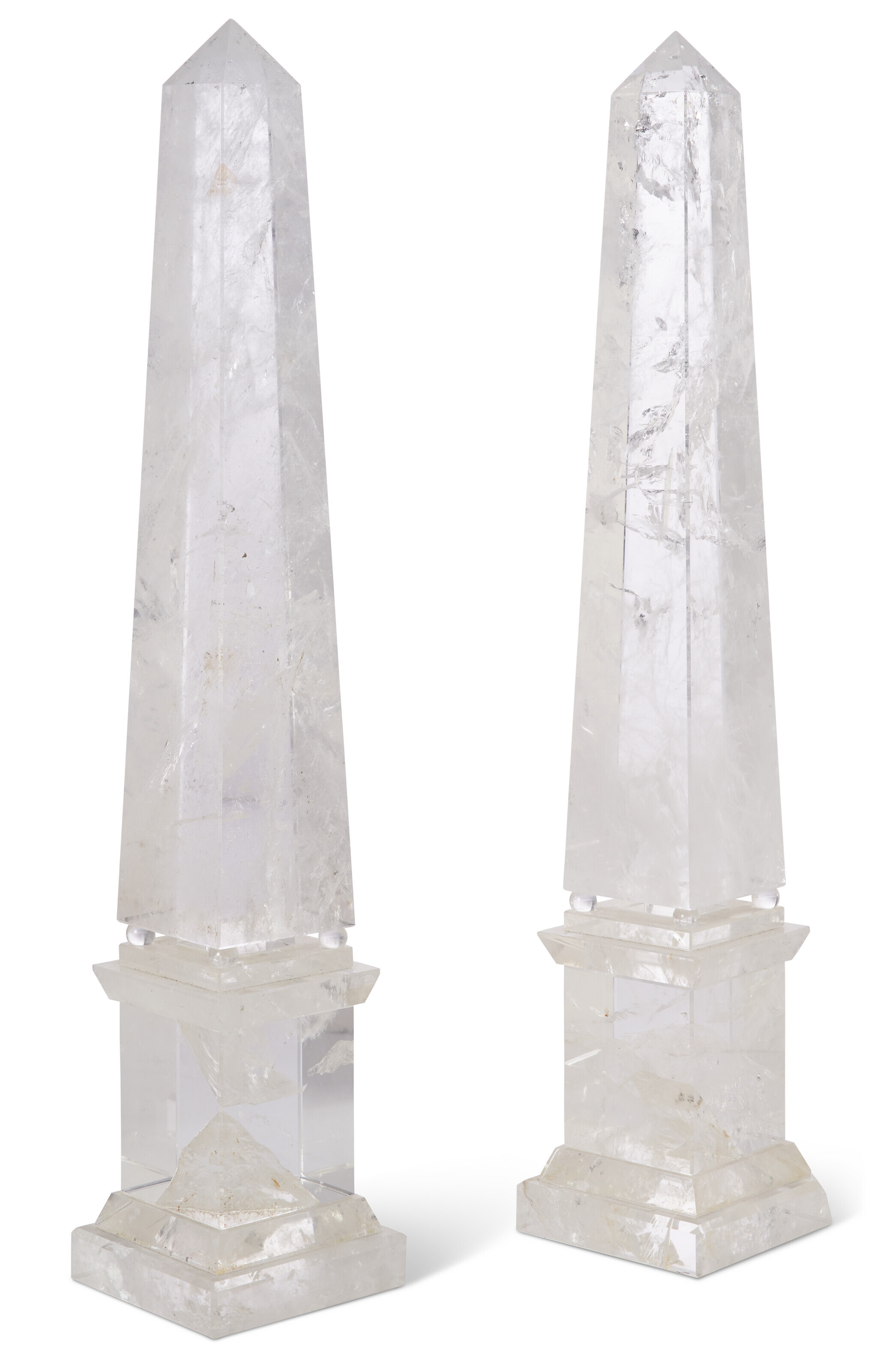 Pair of Rock Crystal Obelisks
