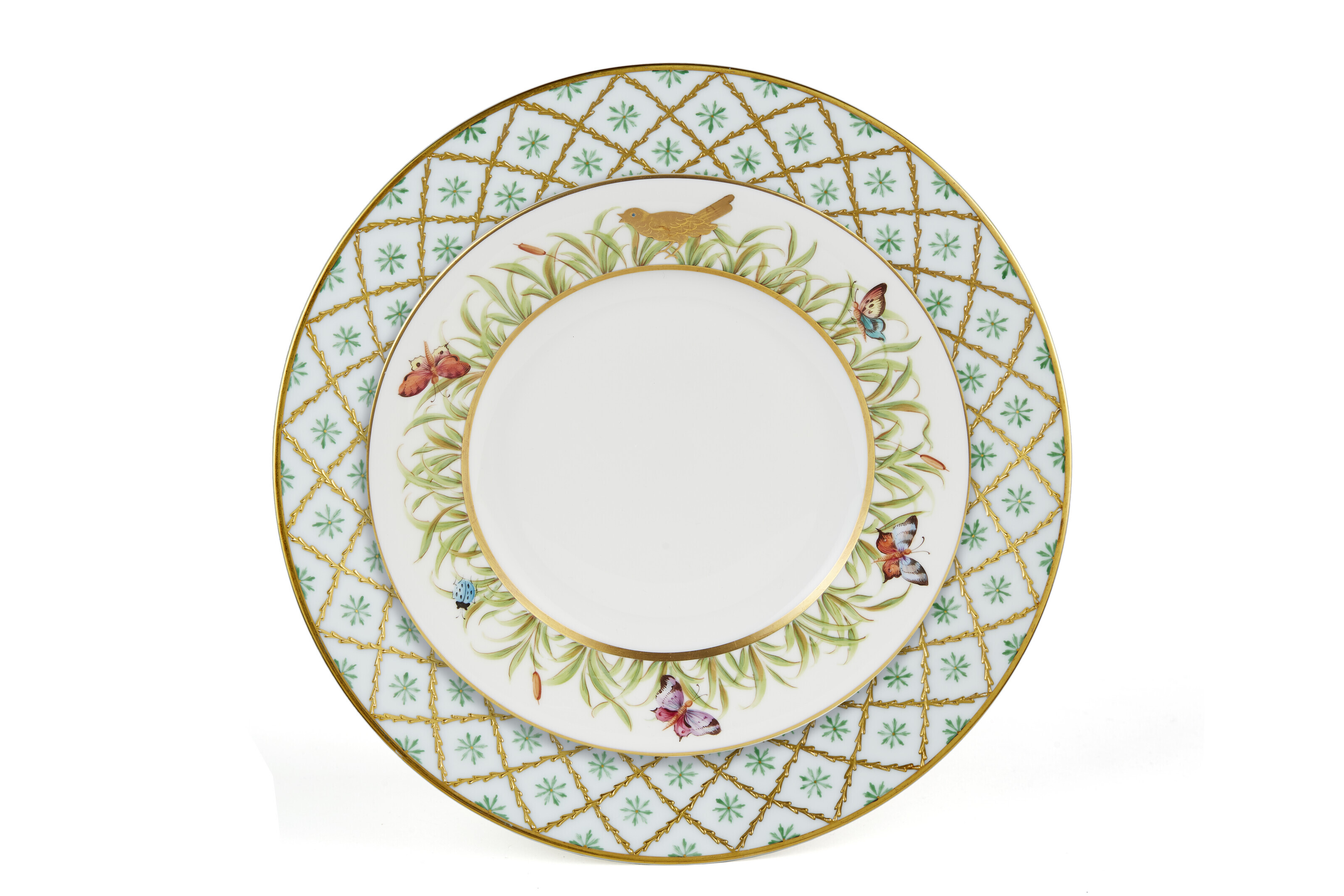 FORTY-SIX FRENCH (LE TALLEC) PORCELAIN PLATES, MODERN, BLUE SCRIPT ...