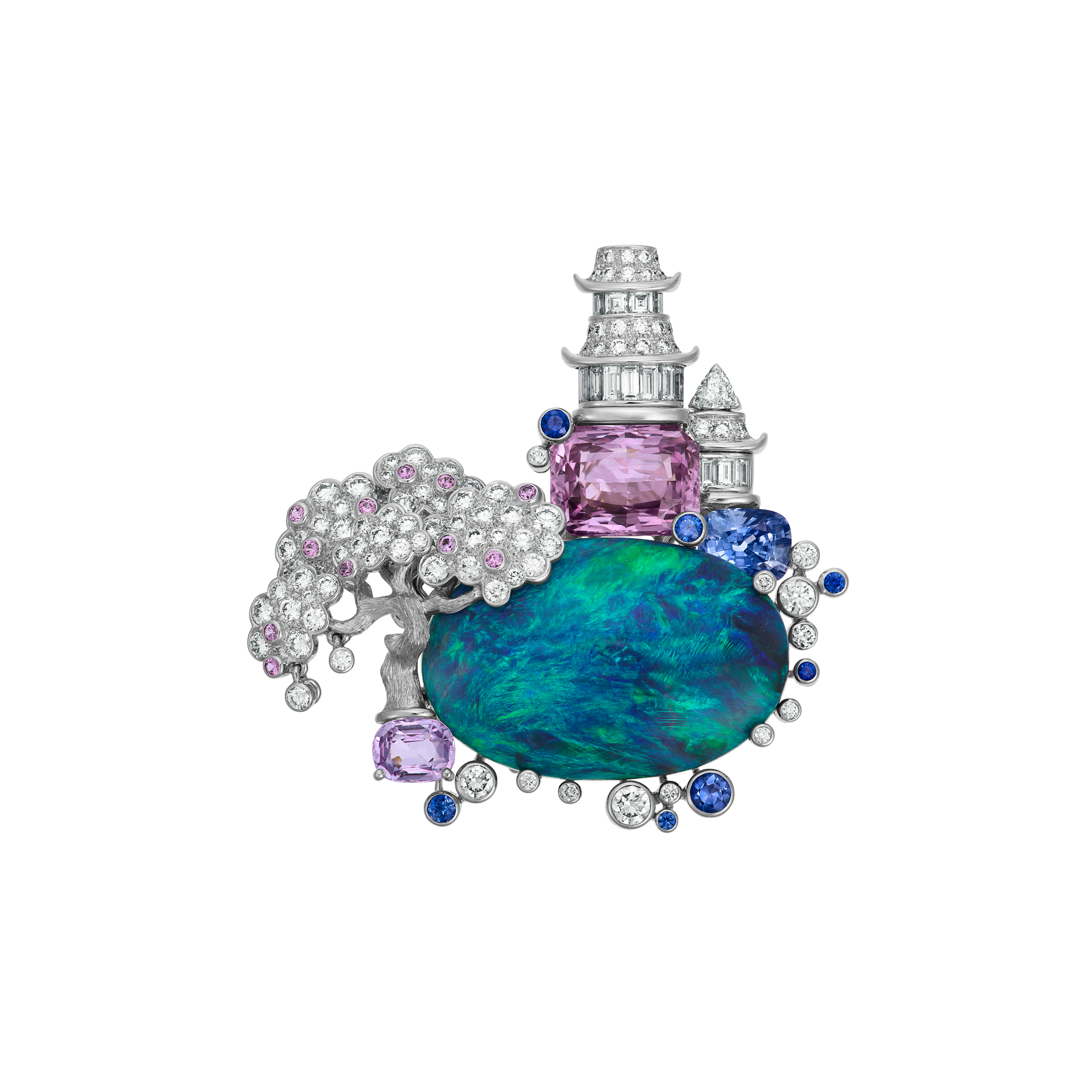 VAN CLEEF & ARPELS MULTI-GEM AND DIAMOND 'LES JARDINS' BROOCH