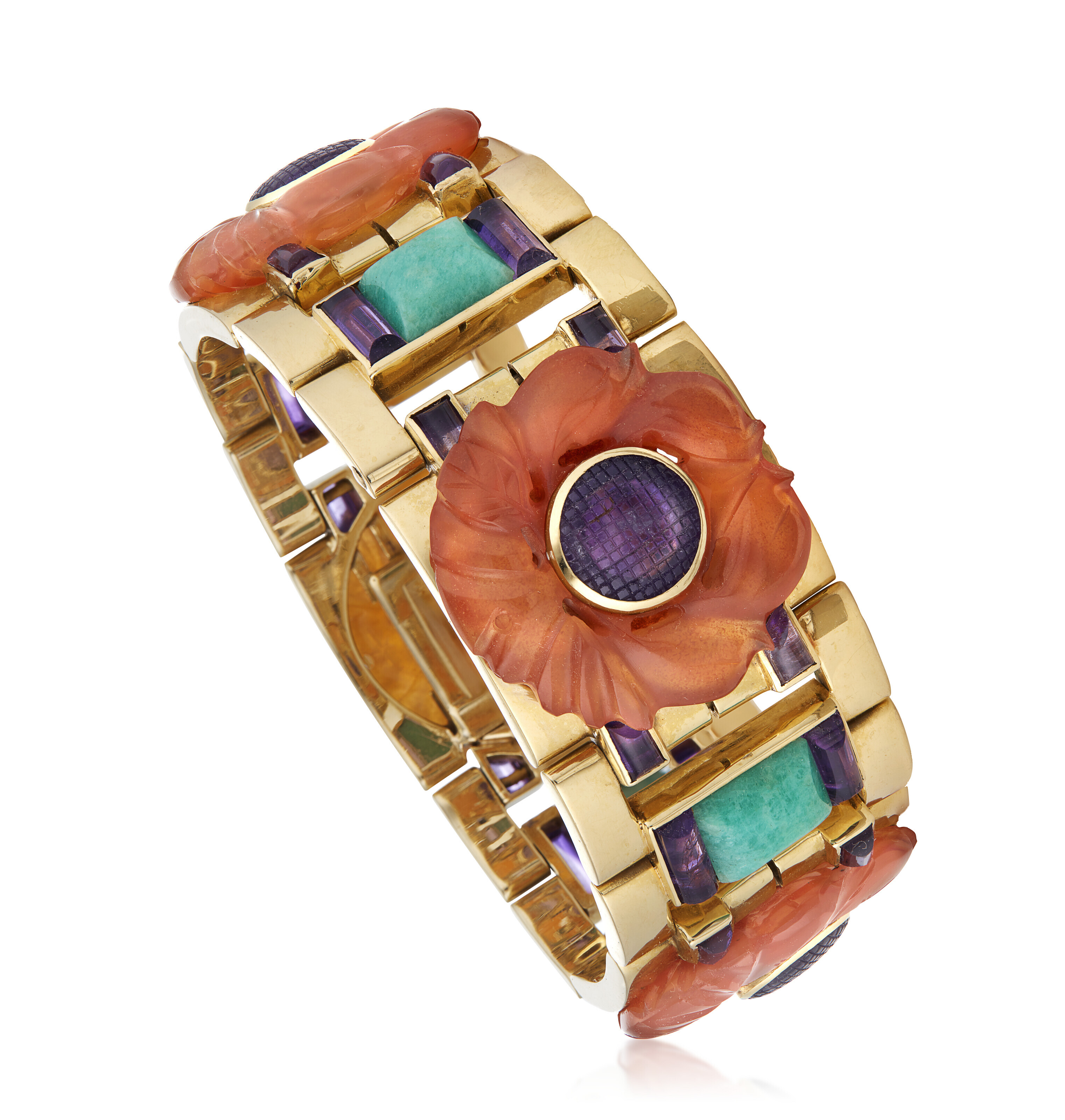 GEORGES LENFANT RETRO MULTI-GEM AND GOLD BRACELET