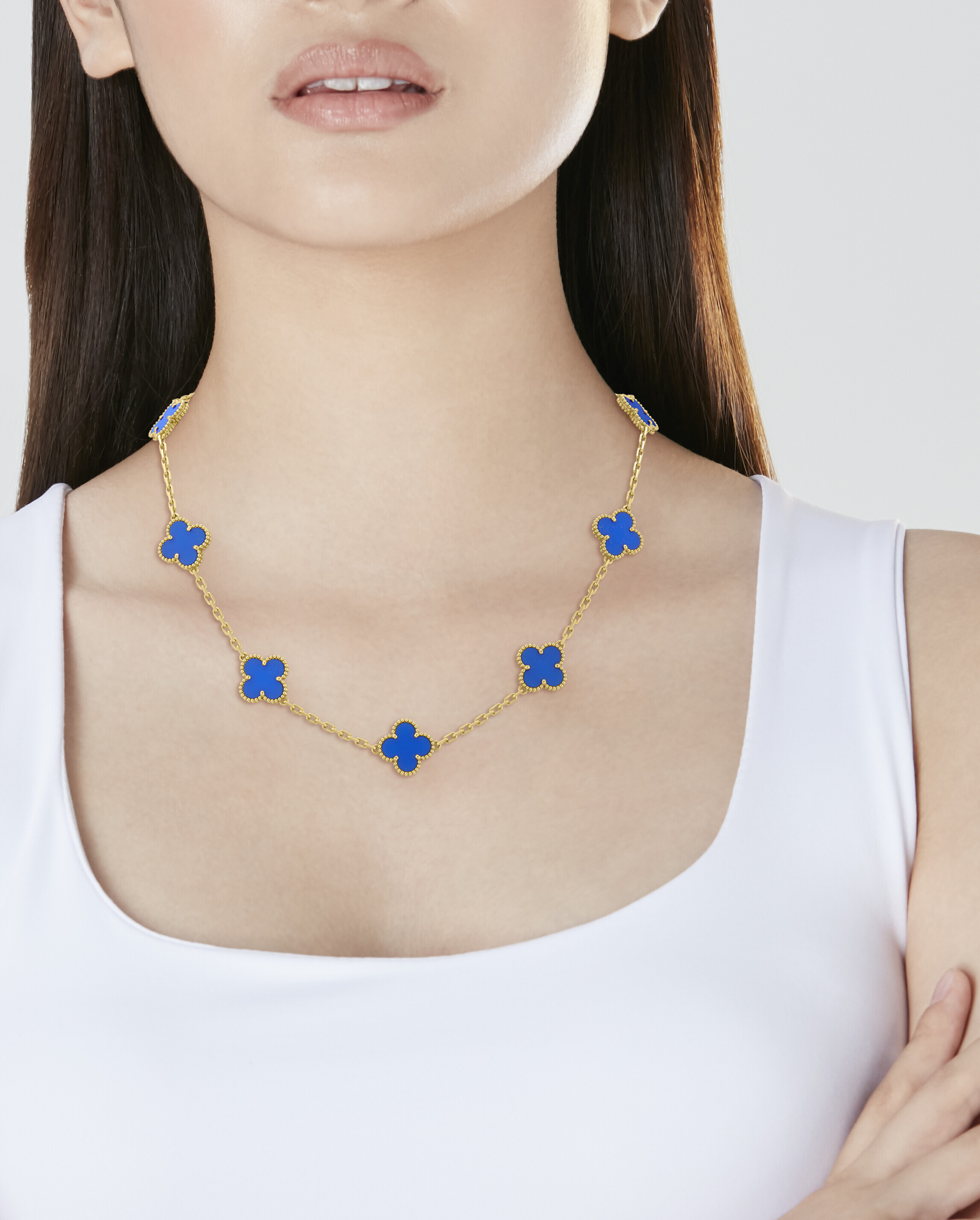 Long Necklace Van Cleef Blue Agate Necklace VAN CLEEF ARPELS 18K