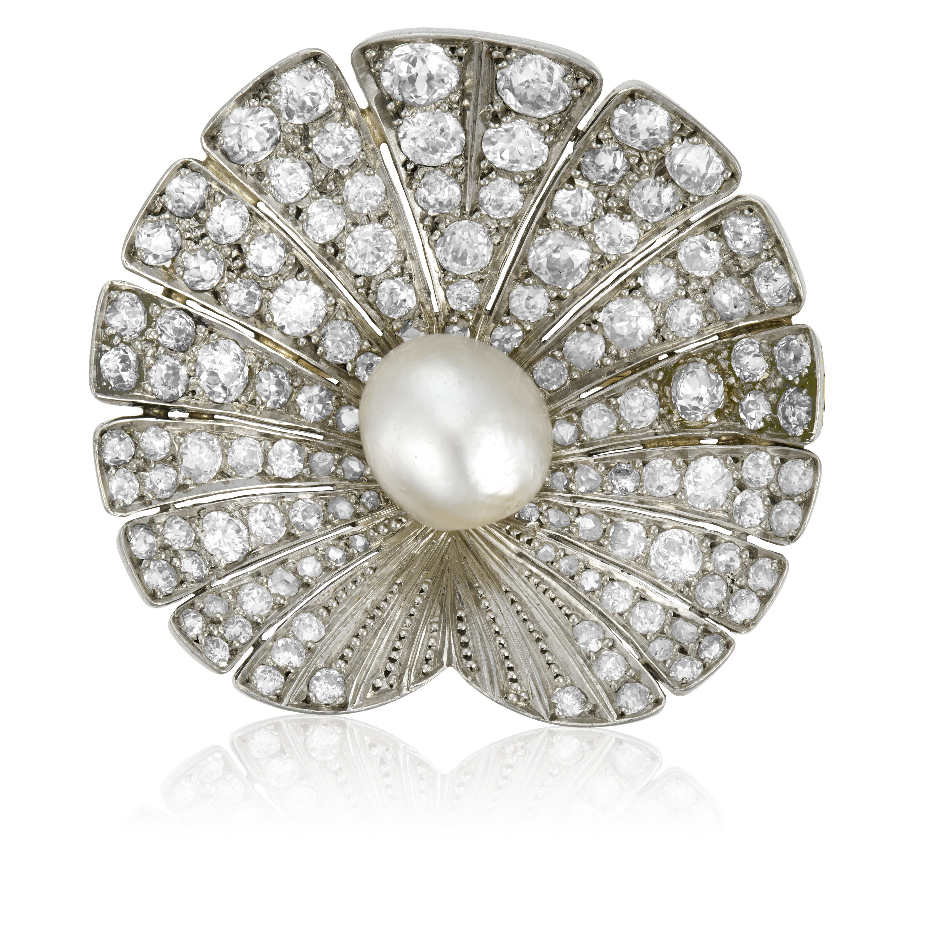 Catalog image of NATURAL PEARL AND DIAMOND BROOCH