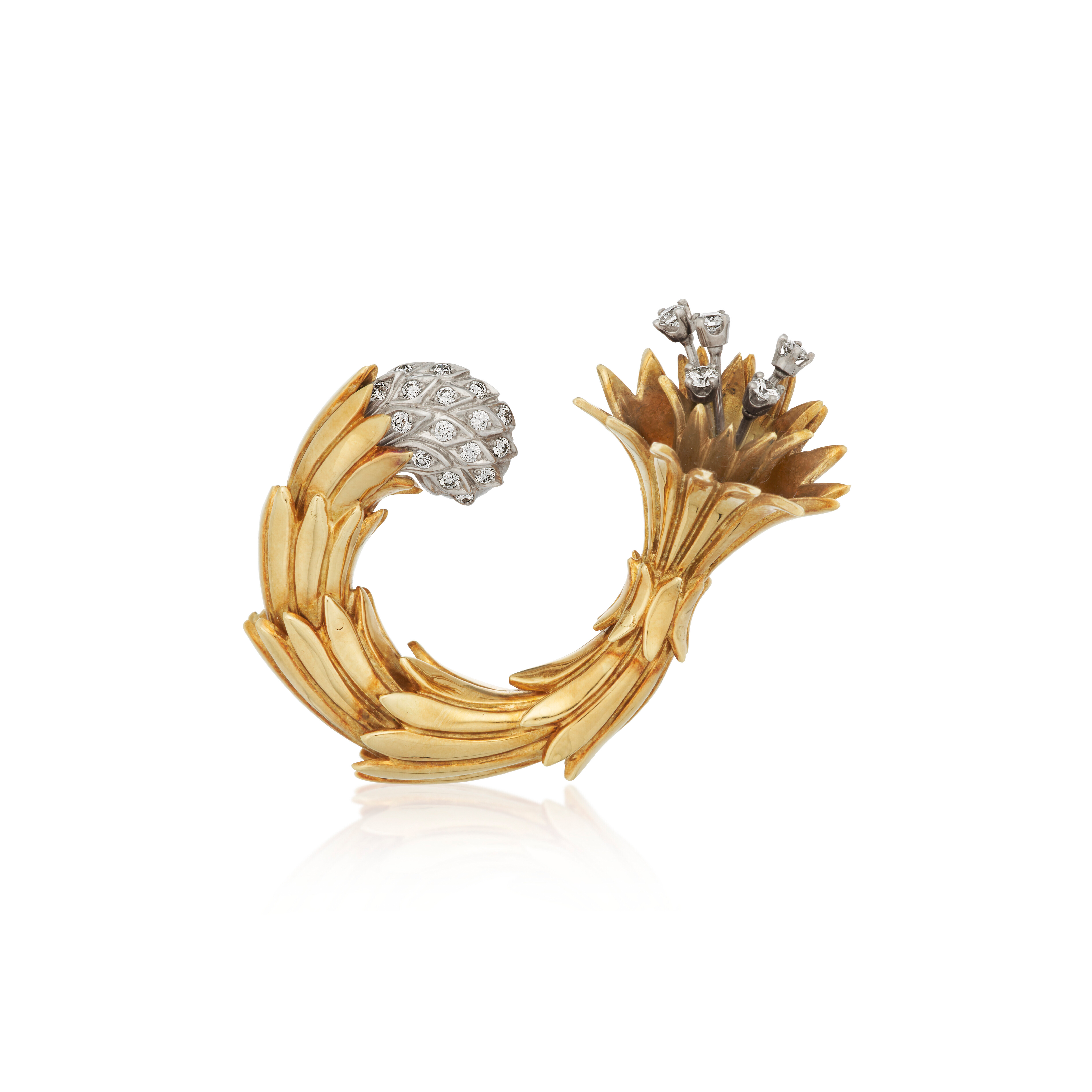 Catalog image of NO RESERVE | TIFFANY & CO., JEAN SCHLUMBERGER DIAMOND AND GOLD BROOCH