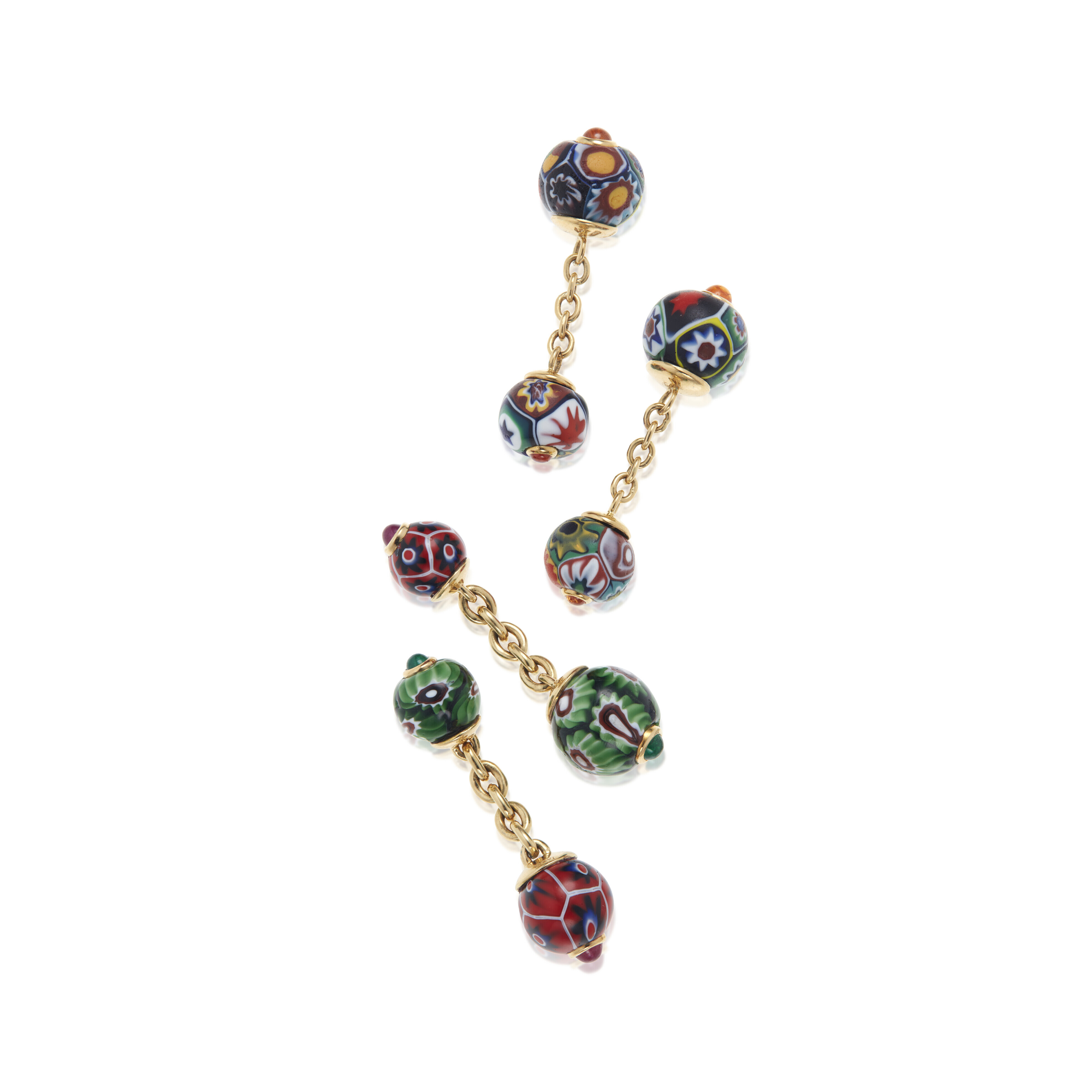 Catalog image of NO RESERVE | TAFFIN TWO PAIRS OF GLASS AND MULTI-GEM CUFFLINKS
